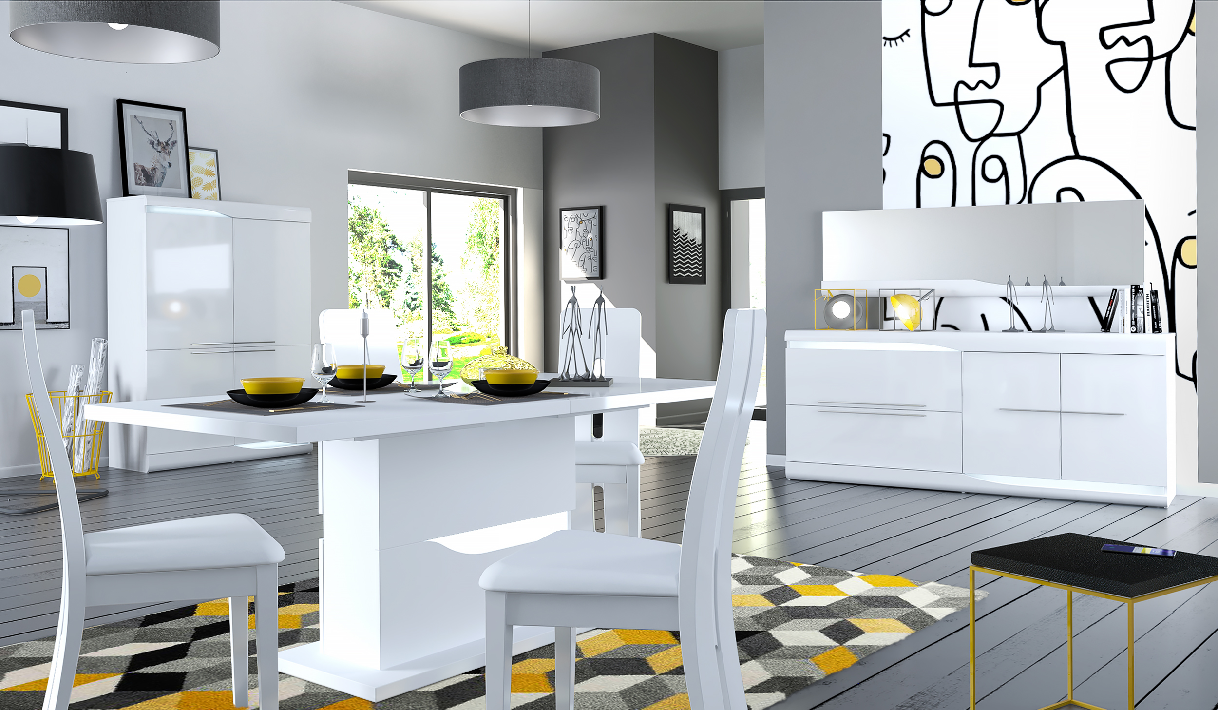 Chaise de salle à manger Ovar - blanc brillant - Image 3