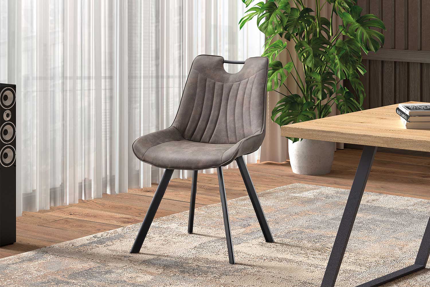 Chaise de salle à manger Paco - gris foncé - Image 7