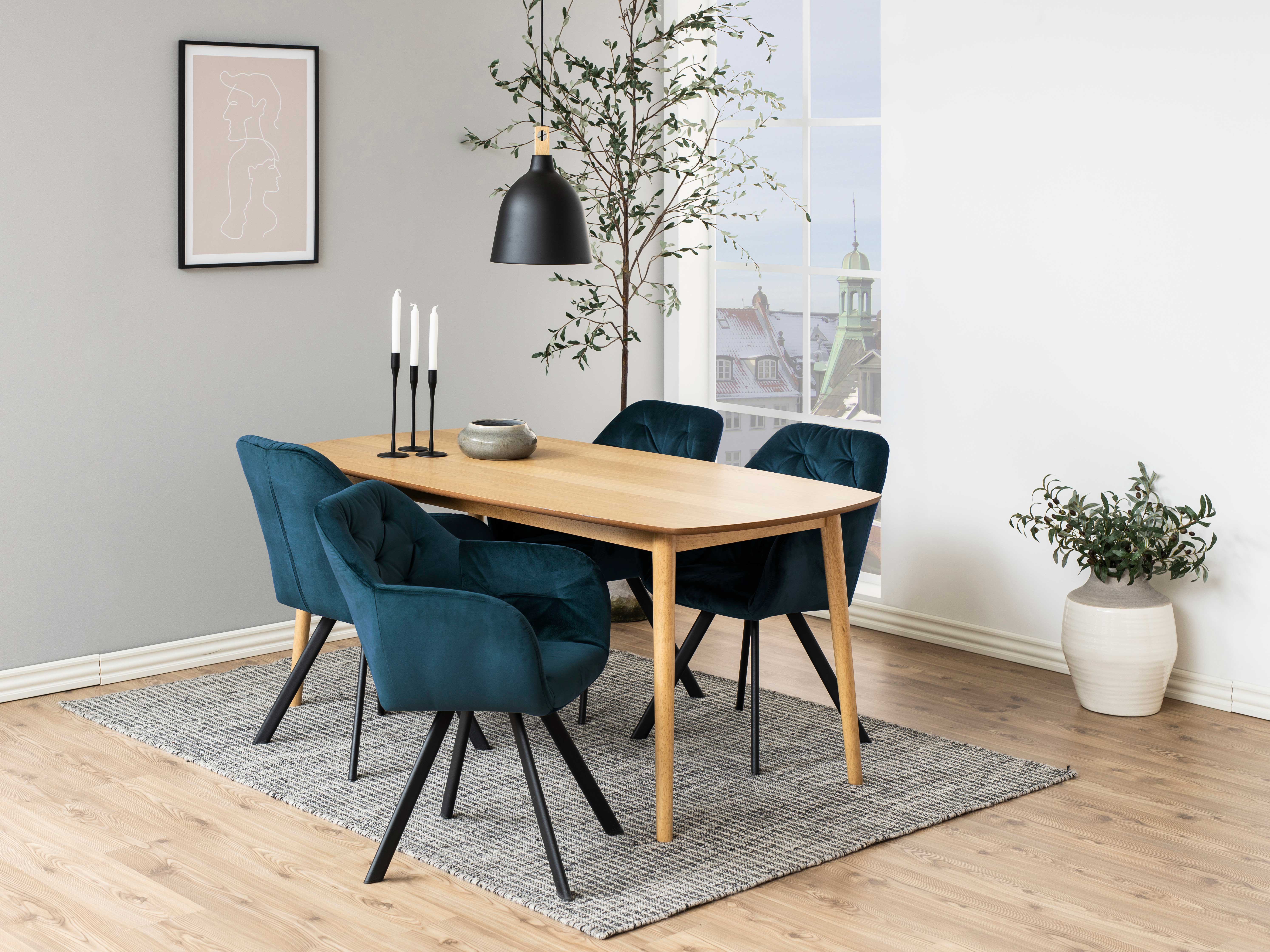 Chaise de salle à manger pivotante Levon - bleu marine - Image 12