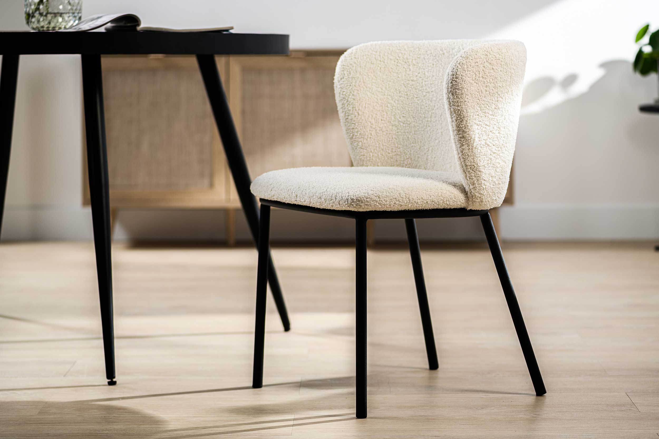 Chaise de salle à manger Sinan tissu teddy - naturel - Image 5
