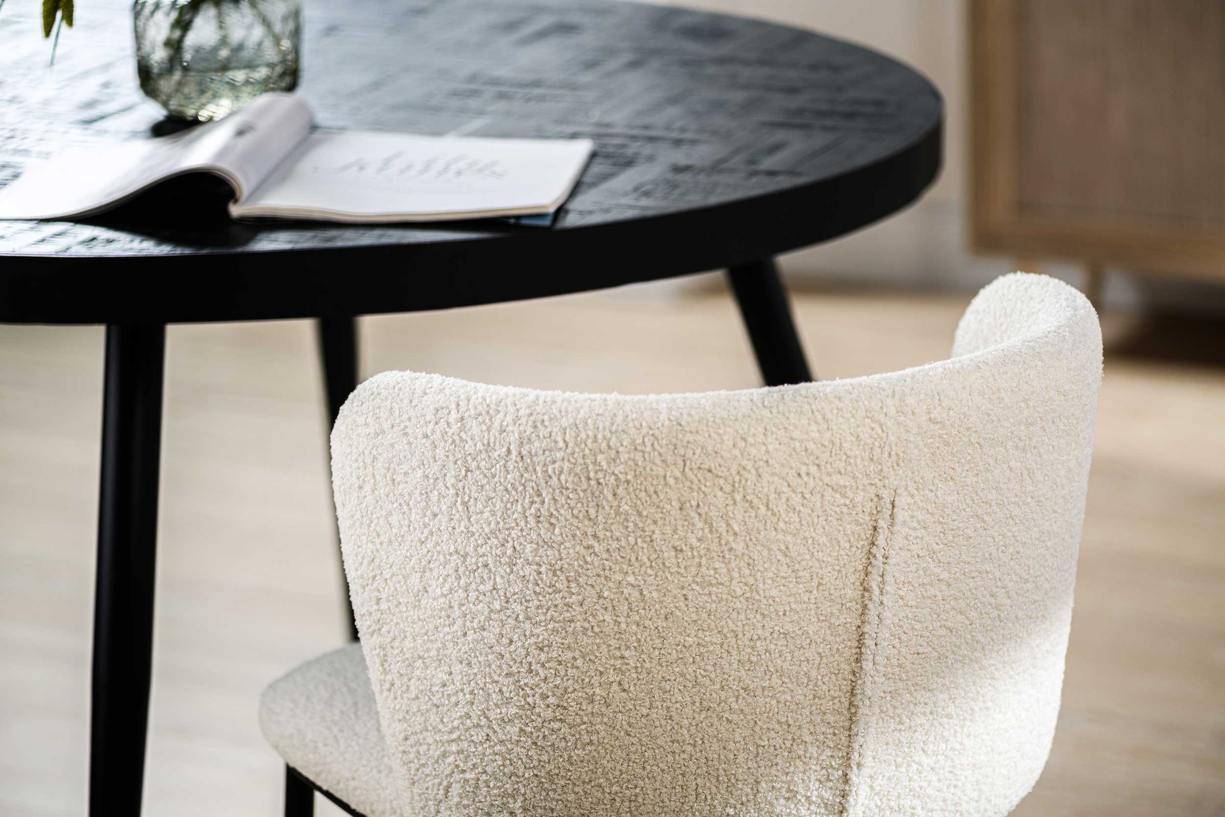 Chaise de salle à manger Sinan tissu teddy - naturel - Image 8