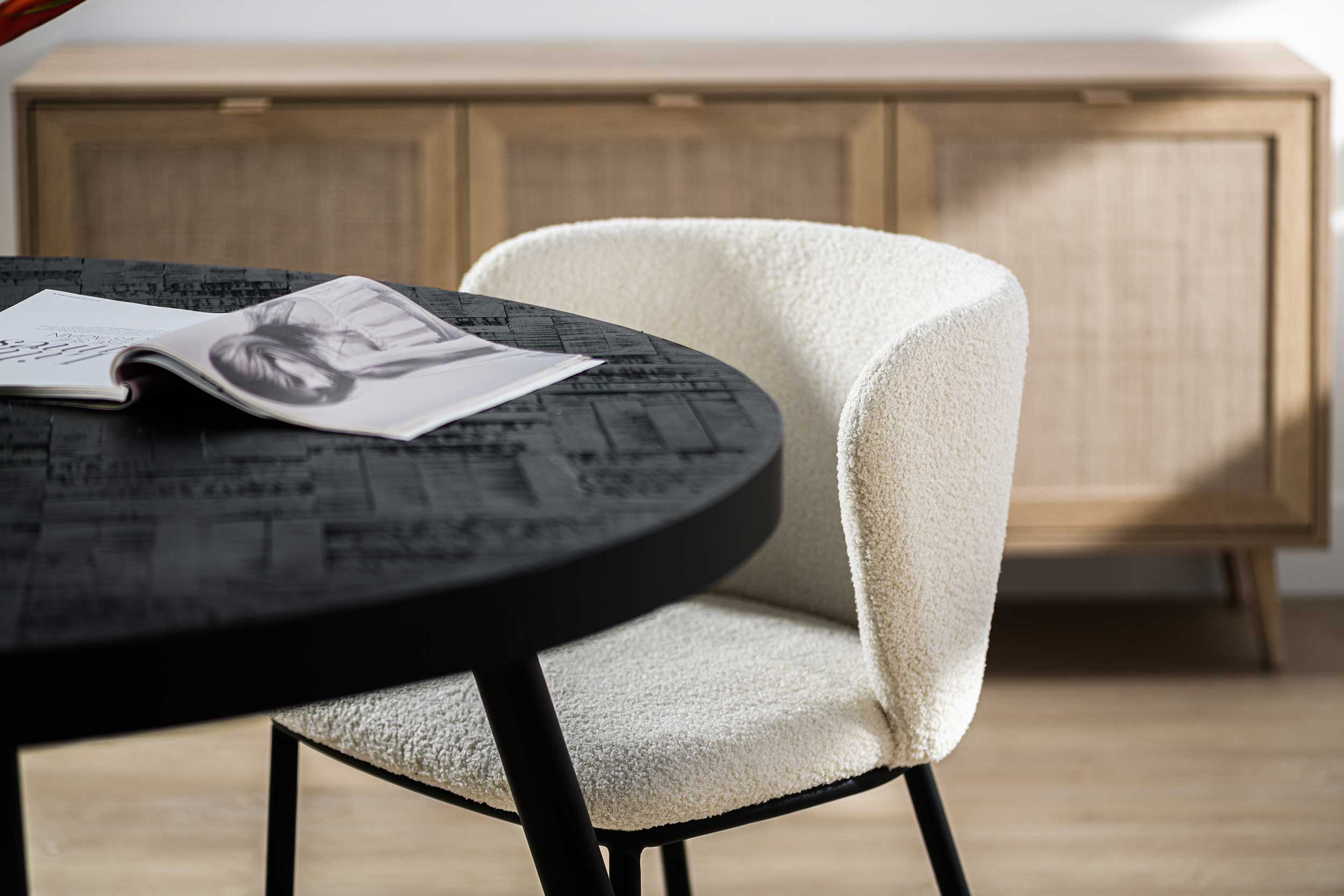 Chaise de salle à manger Sinan tissu teddy - naturel - Image 9