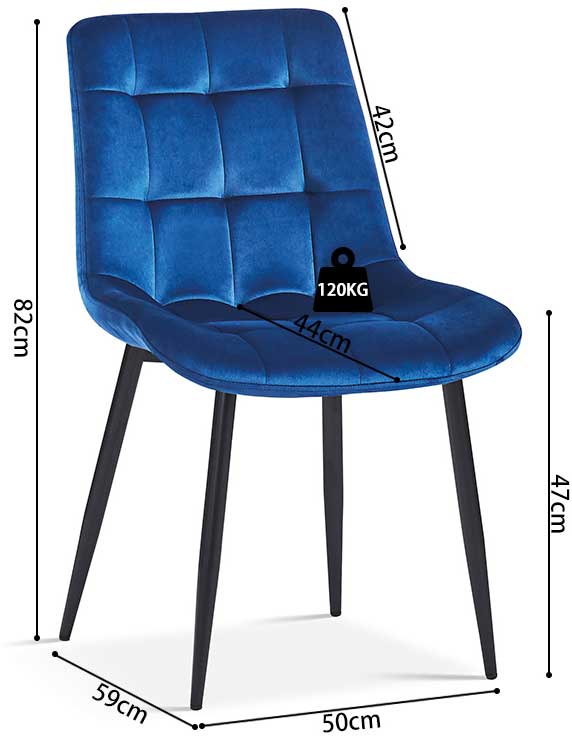 Chaise de salle à manger Tanja-velours bleu - Image 2