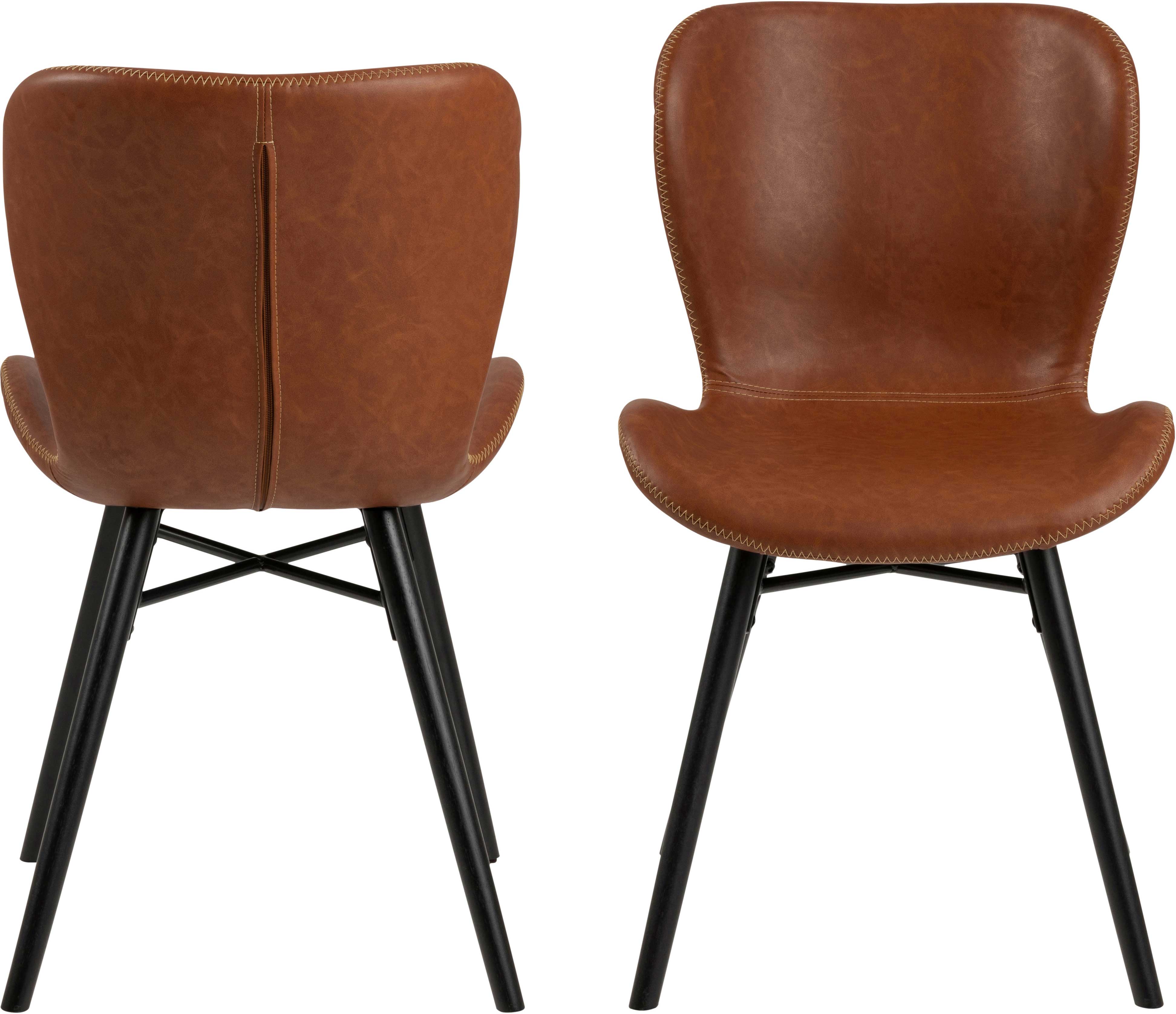 Chaise en similicuir Tilda avec pieds obliques - cognac/noir - Image 2