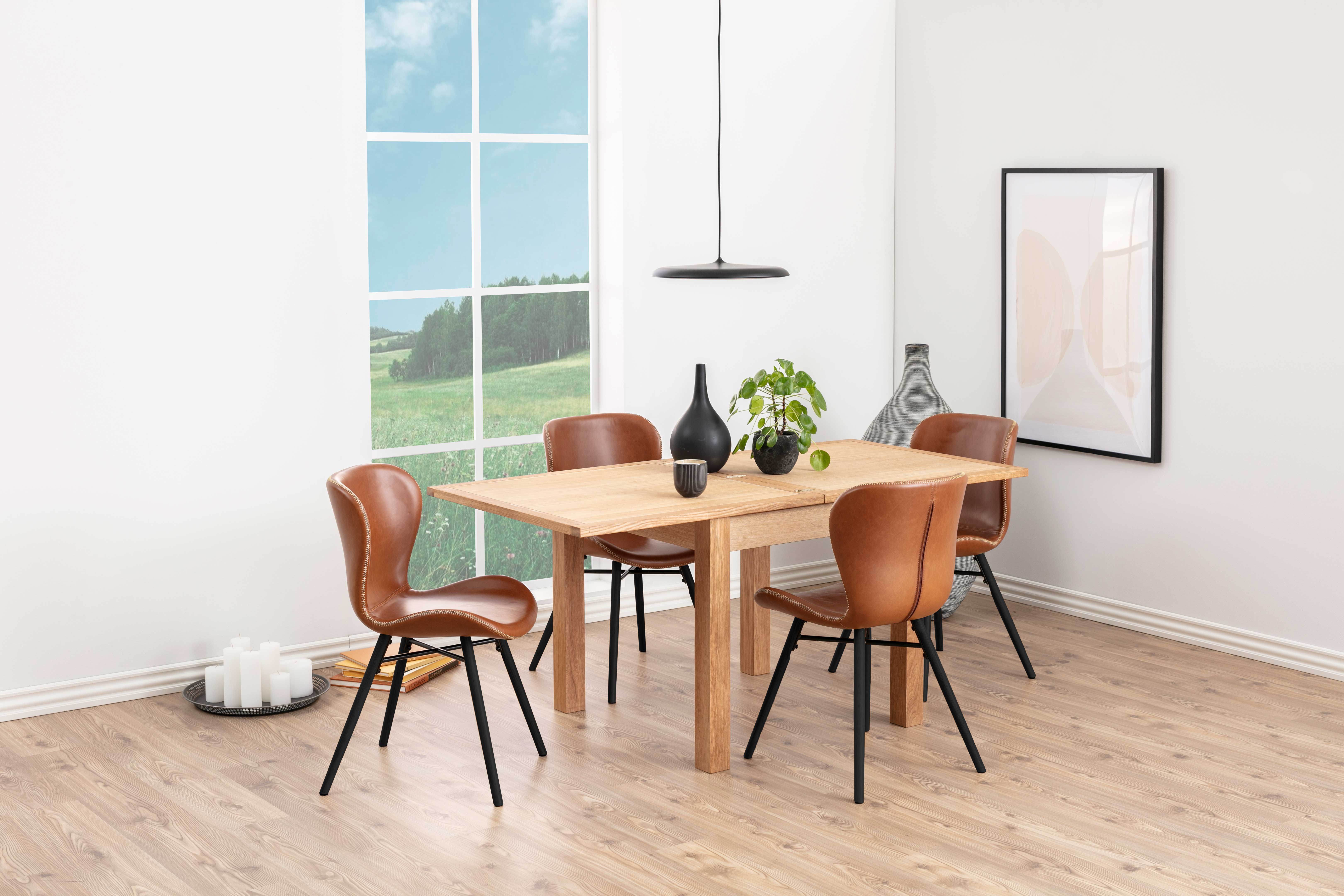 Chaise en similicuir Tilda avec pieds obliques - cognac/noir - Image 11