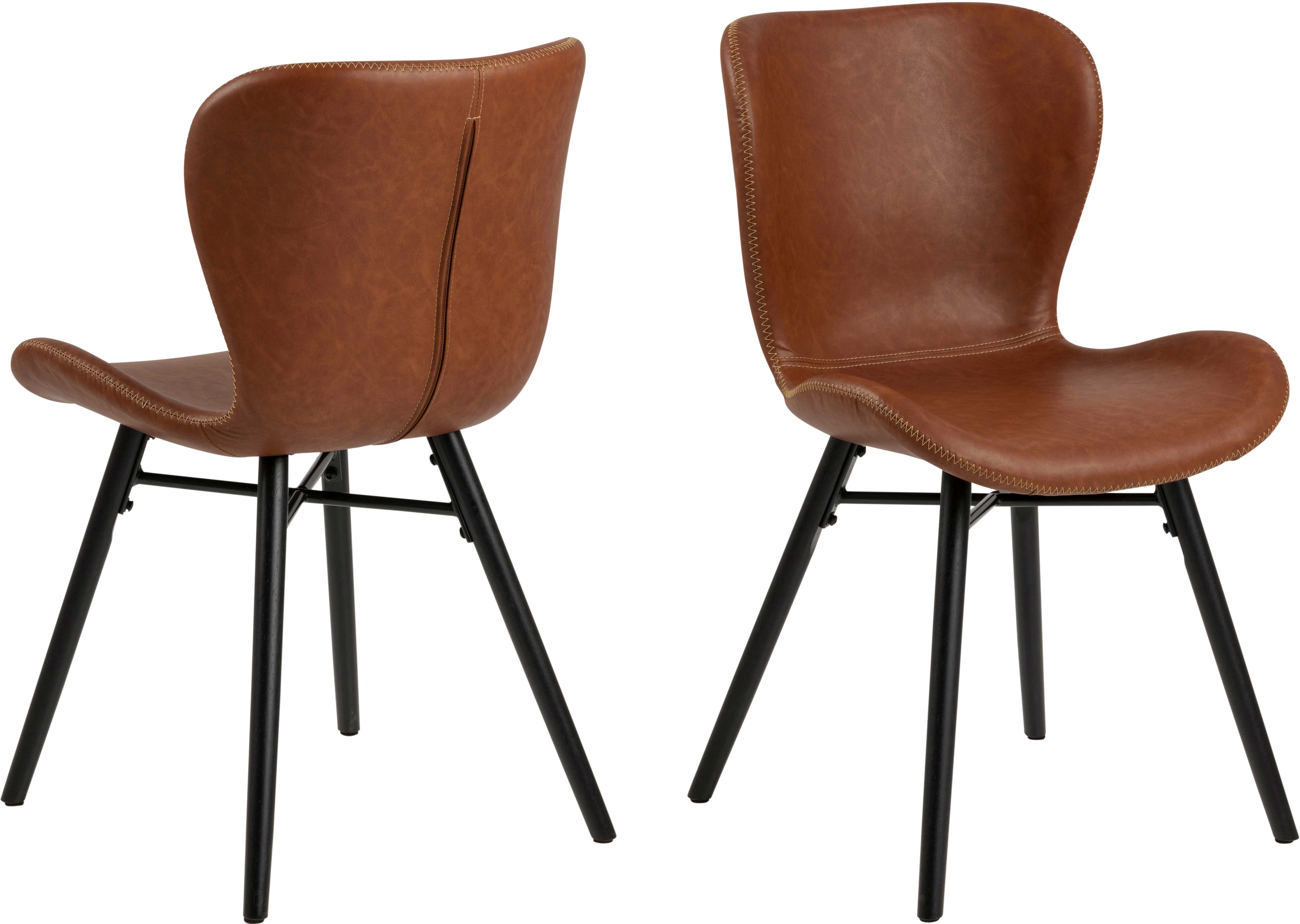 Chaise en similicuir Tilda avec pieds obliques - cognac/noir - Image 4