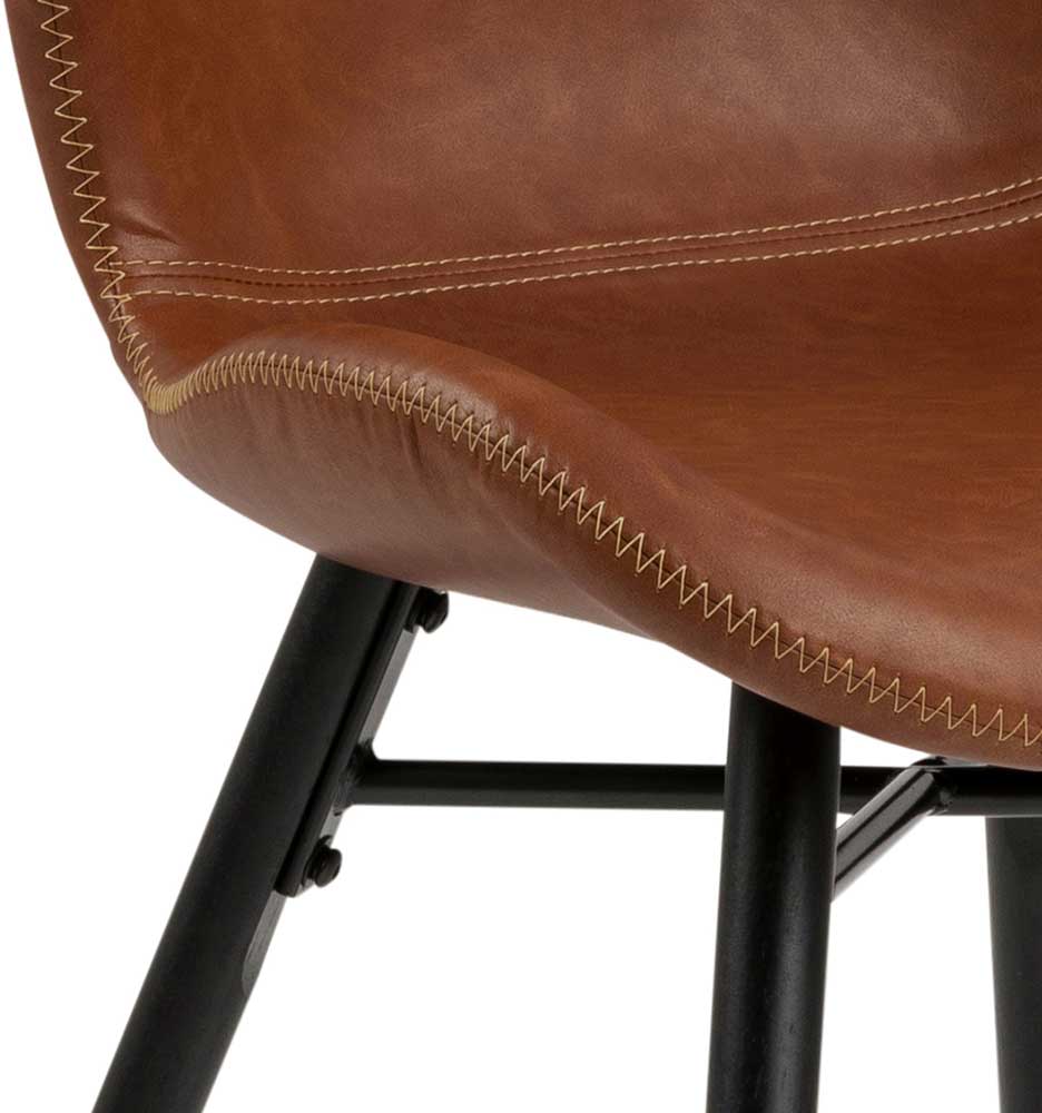 Chaise en similicuir Tilda avec pieds obliques - cognac/noir - Image 6