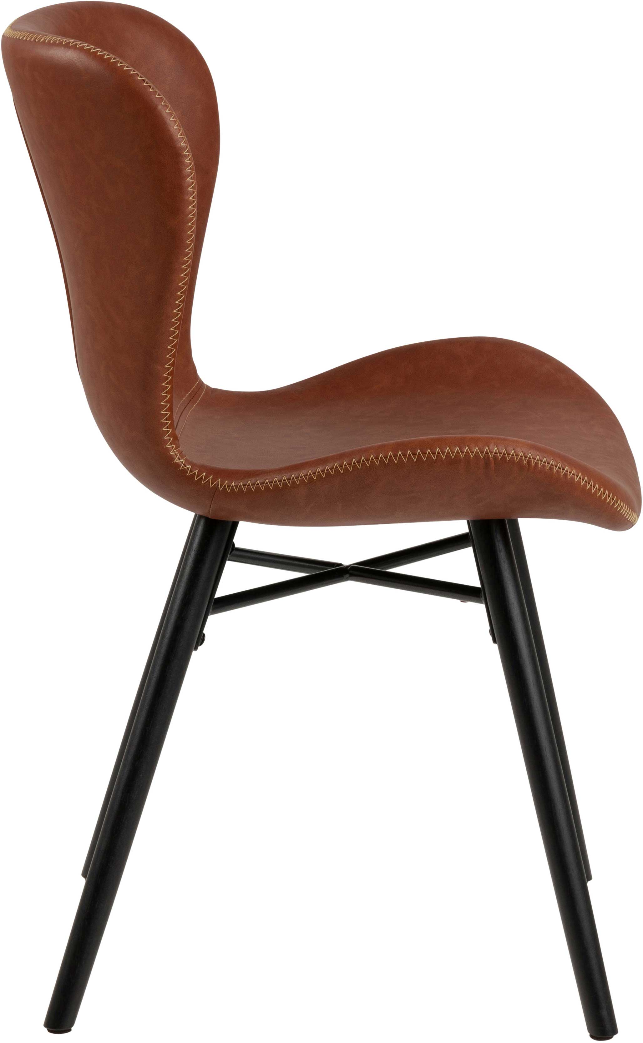 Chaise en similicuir Tilda avec pieds obliques - cognac/noir - Image 9