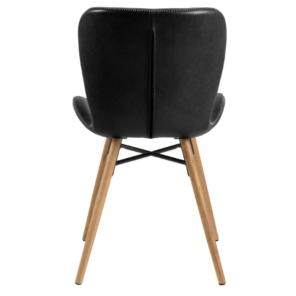 Chaise en similicuir Tilda avec pieds obliques - noir/chêne - Image 3