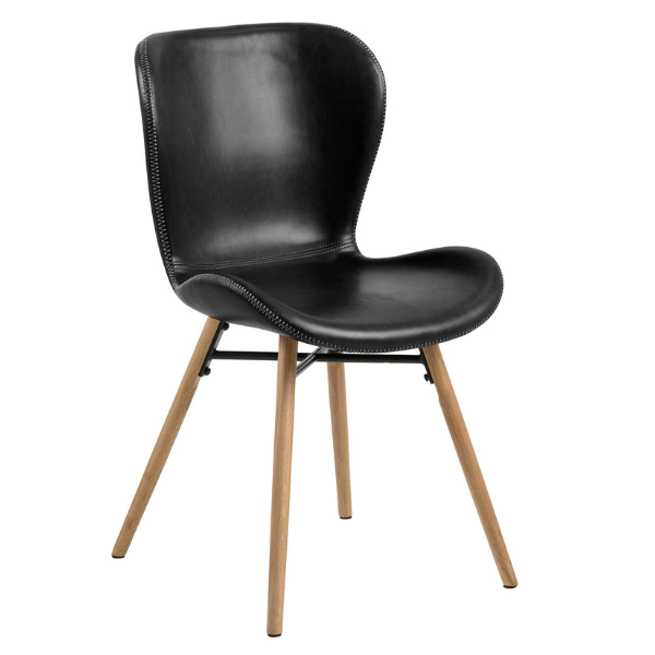 Chaise en similicuir Tilda avec pieds obliques - noir/chêne - Image 1