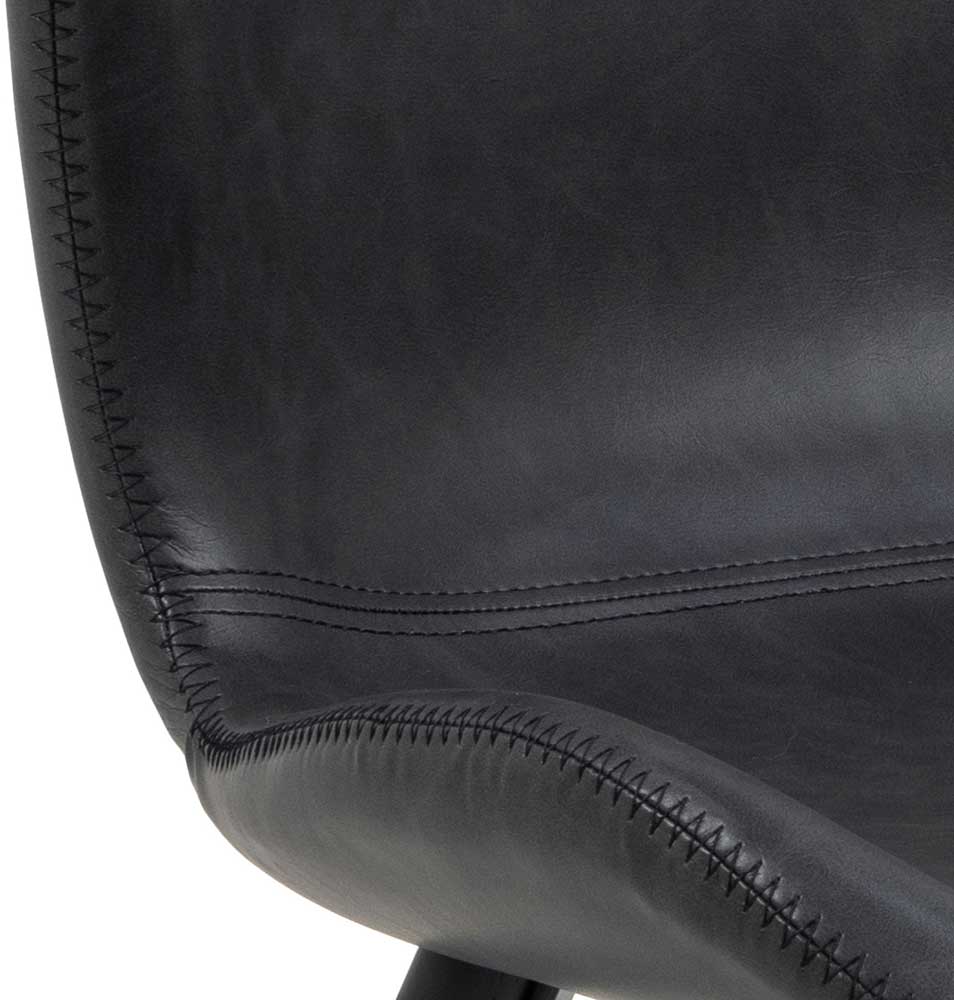 Chaise en similicuir Tilda avec pieds obliques - noir - Image 2