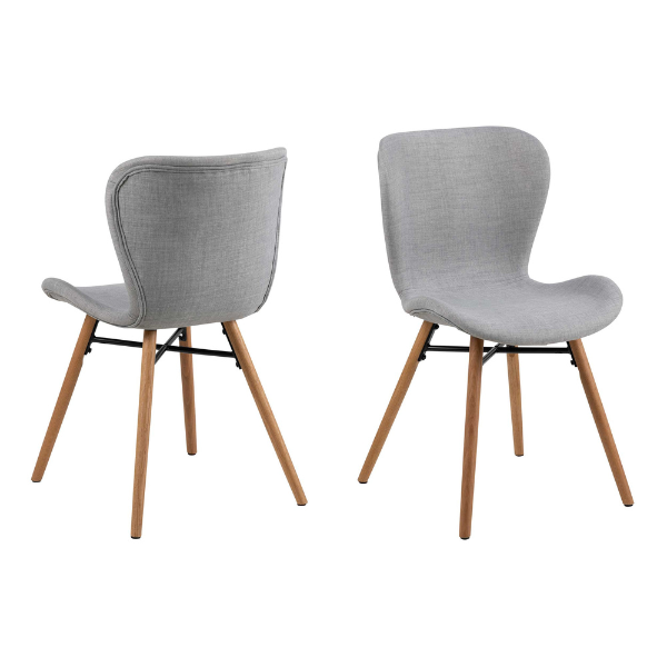 Chaise en tissu Tilda avec pieds obliques - gris clair/chêne - Image 1