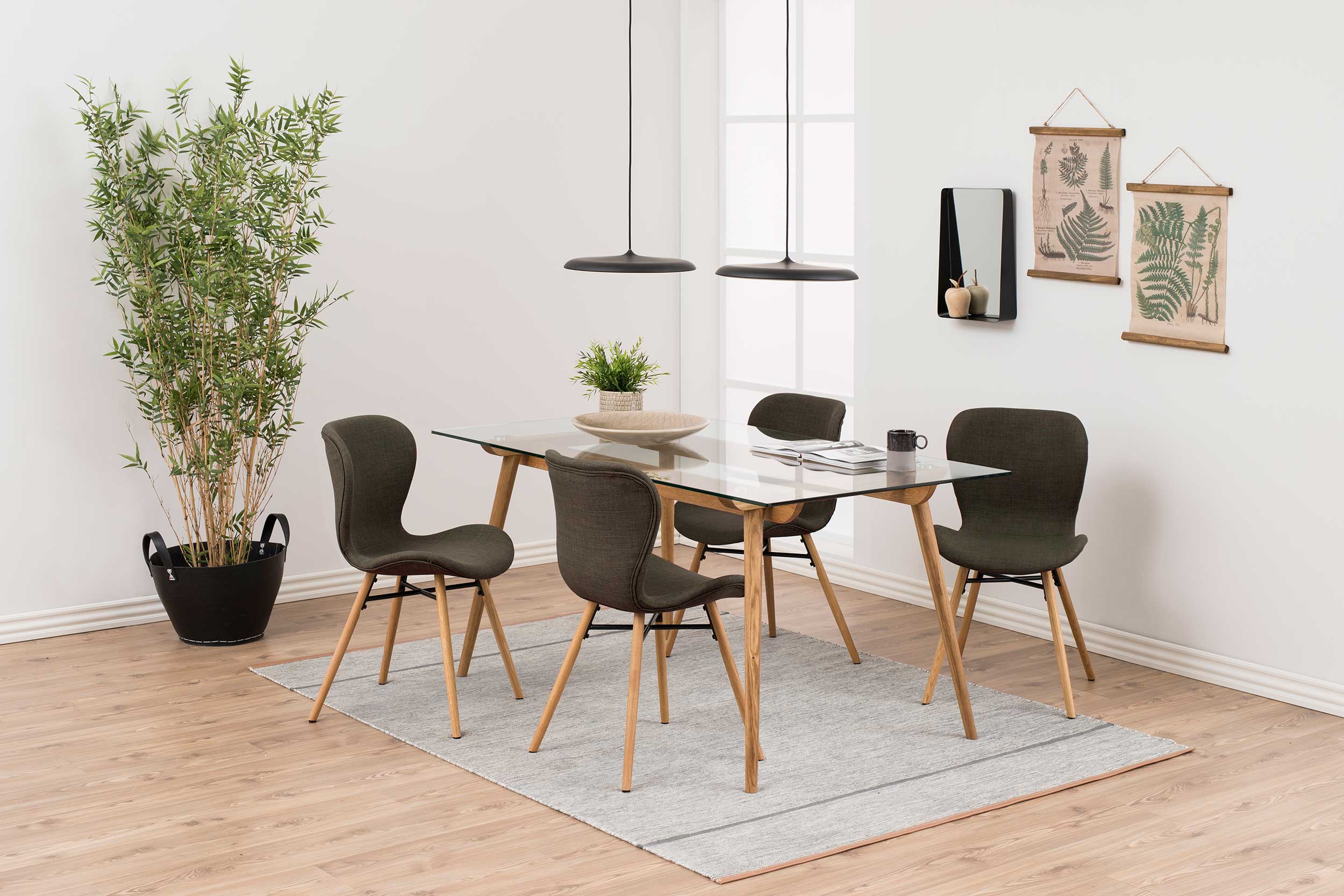 Chaise en tissu Tilda avec pieds obliques - kaki/chêne - Image 3