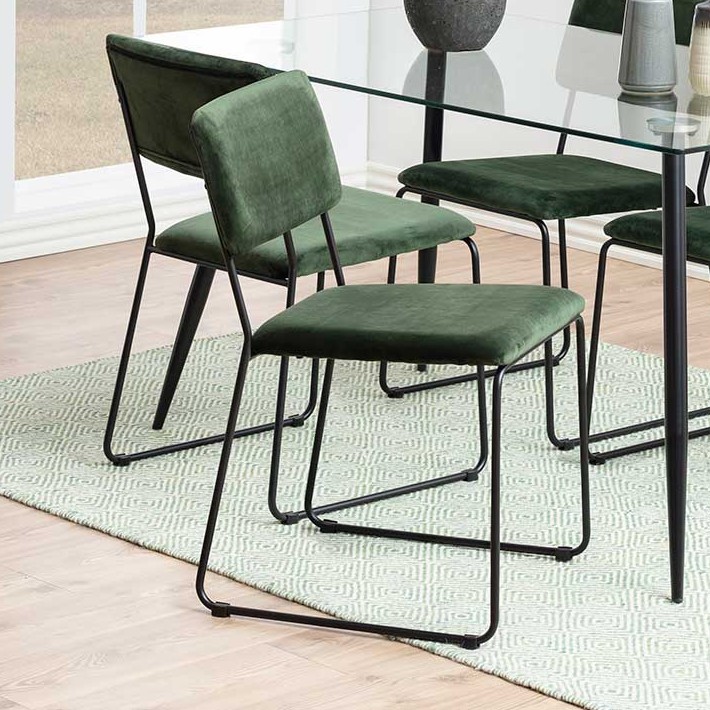 Chaise en velours Nelly - vert forêt/noir