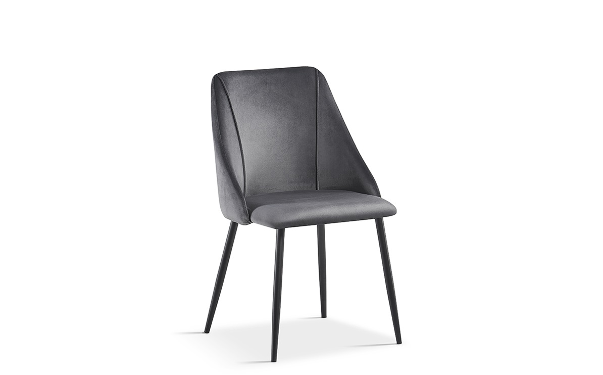 Chaise Maria velours - gris/noir - Image 6