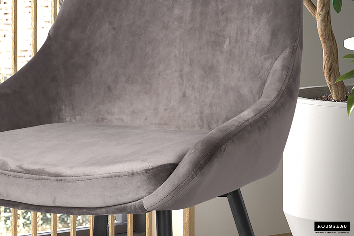 Chaise Mirano métal/velours - gris - Image 5