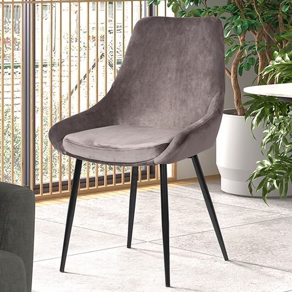 Chaise Mirano métal/velours - gris - Image 1