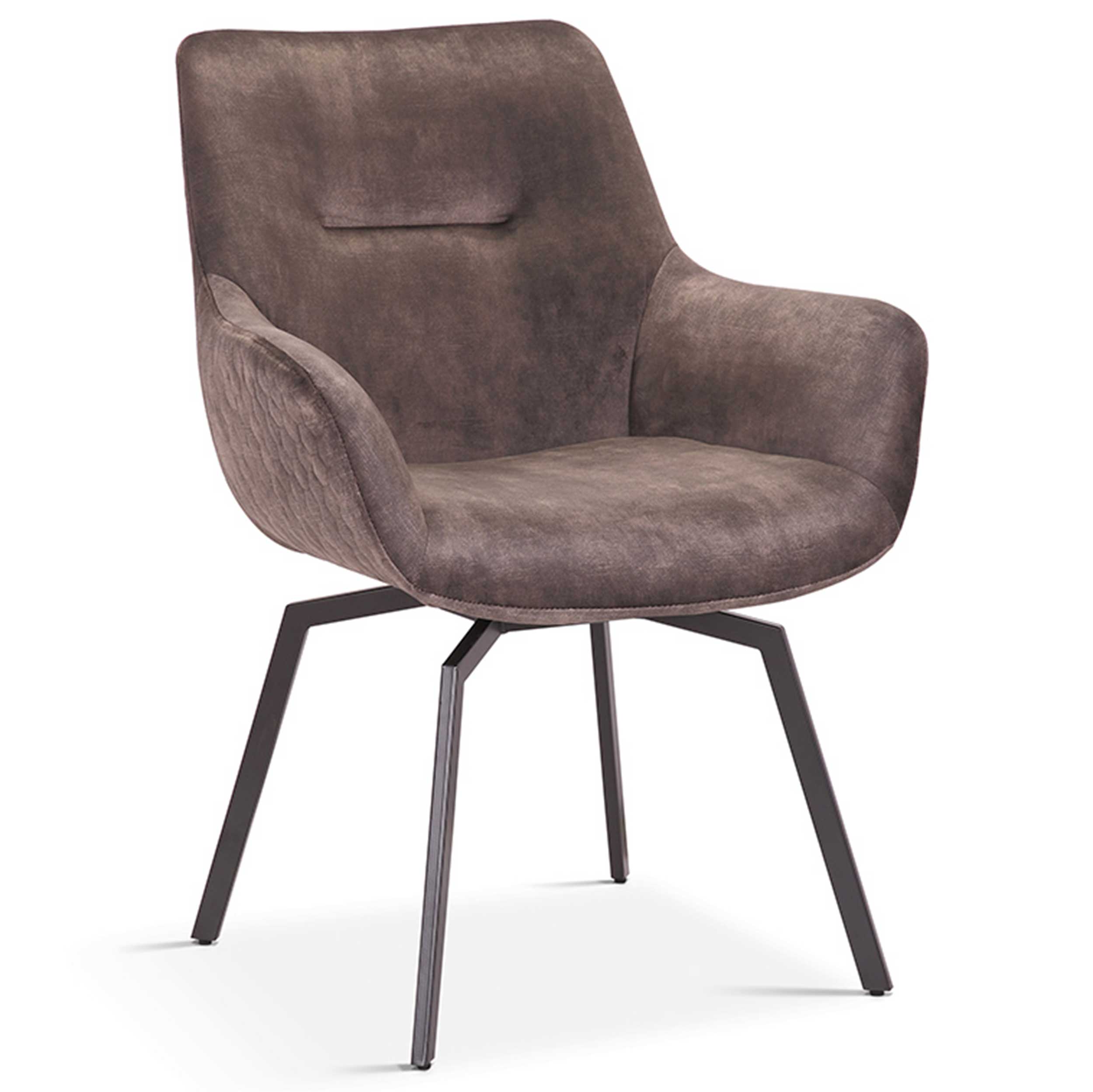 Chaise pivotante Modesta velours côtelé - taupe - Image 8