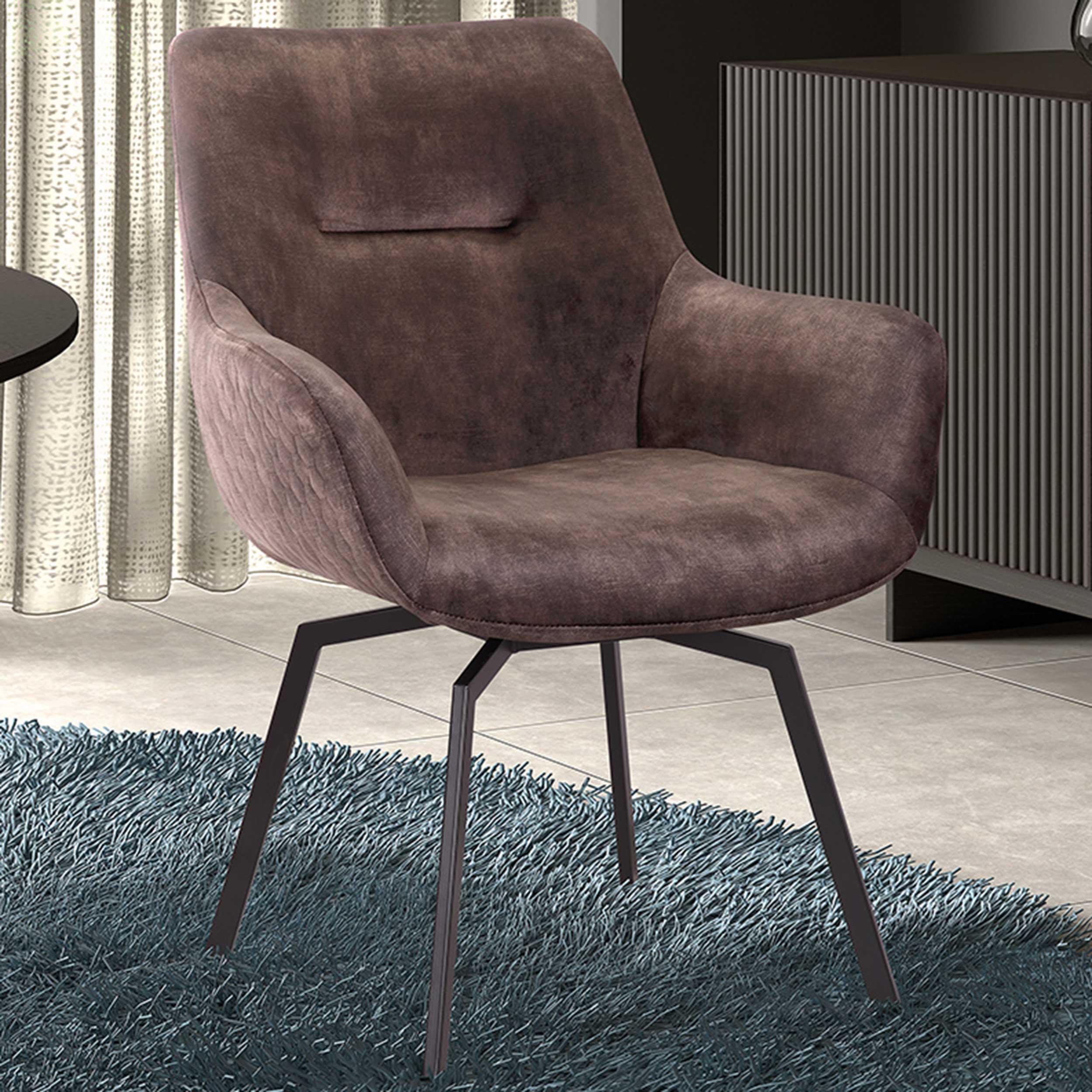 Chaise pivotante Modesta velours côtelé - taupe
