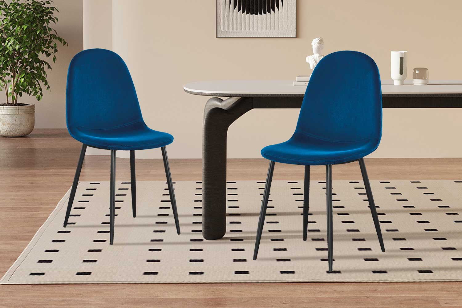 Chaise Valeska velours - bleu - Image 6