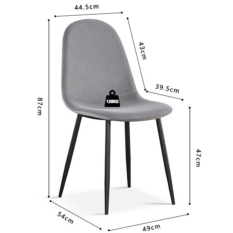 Chaise Valeska velours - gris - Image 3