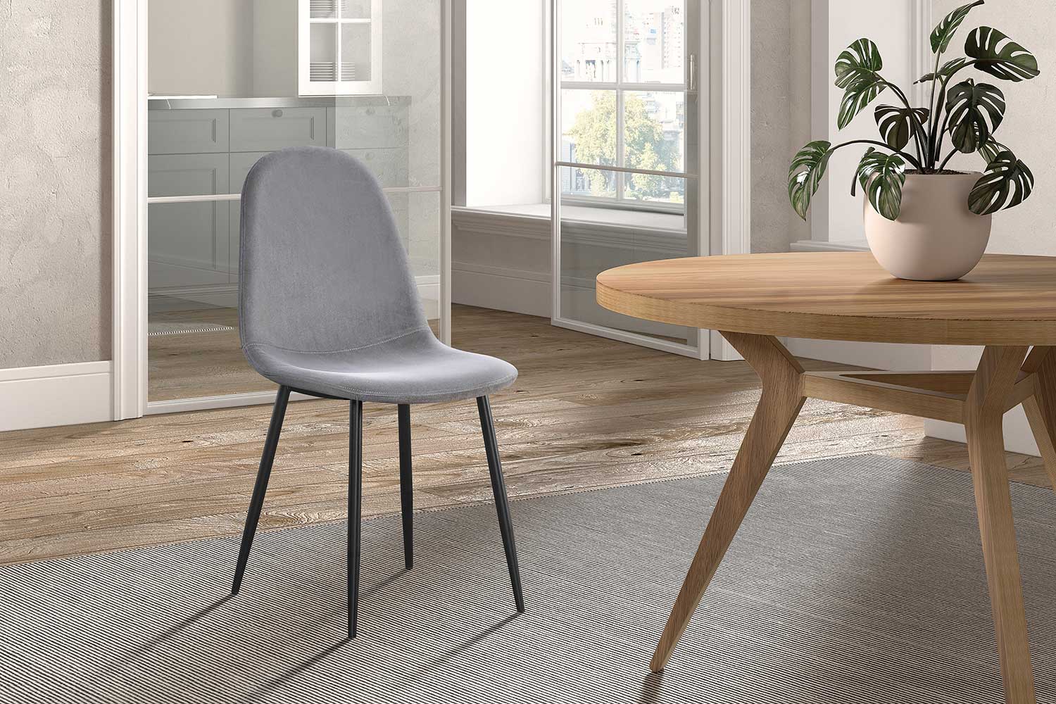 Chaise Valeska velours - gris - Image 5