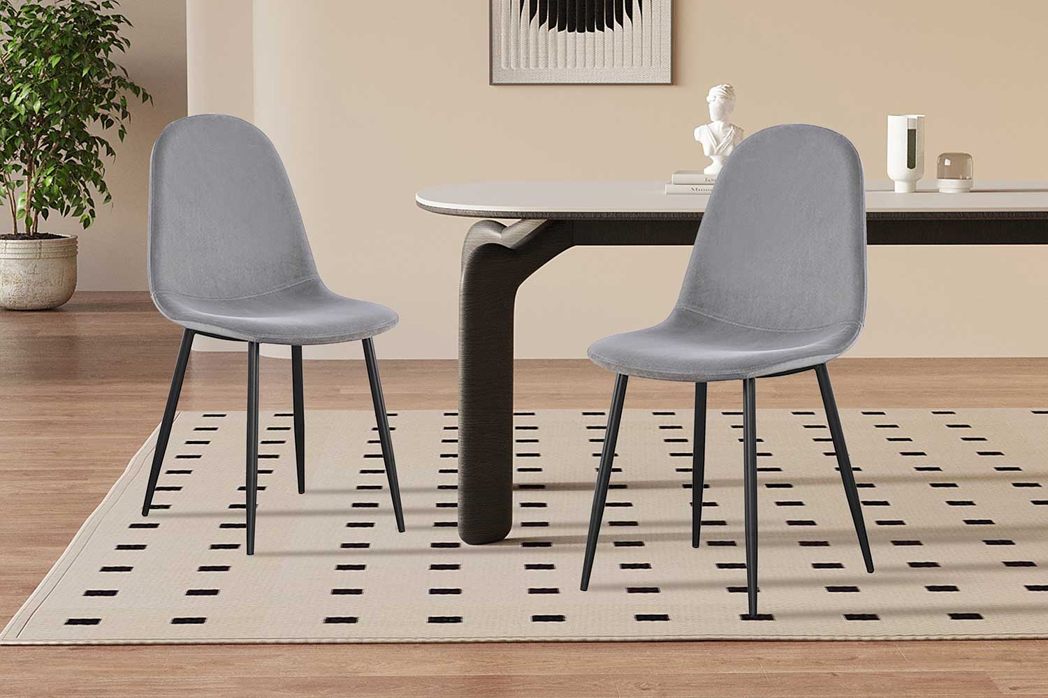 Chaise Valeska velours - gris - Image 6