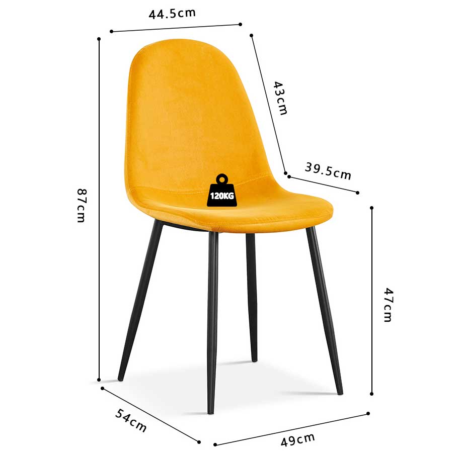 Chaise Valeska velours - jaune - Image 3