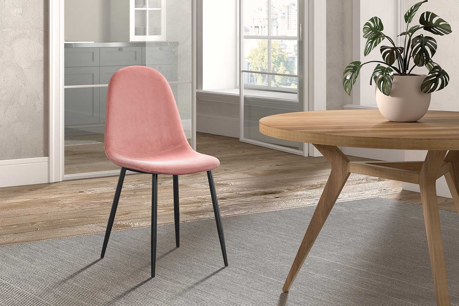 Chaise Valeska velours - rose - Image 5