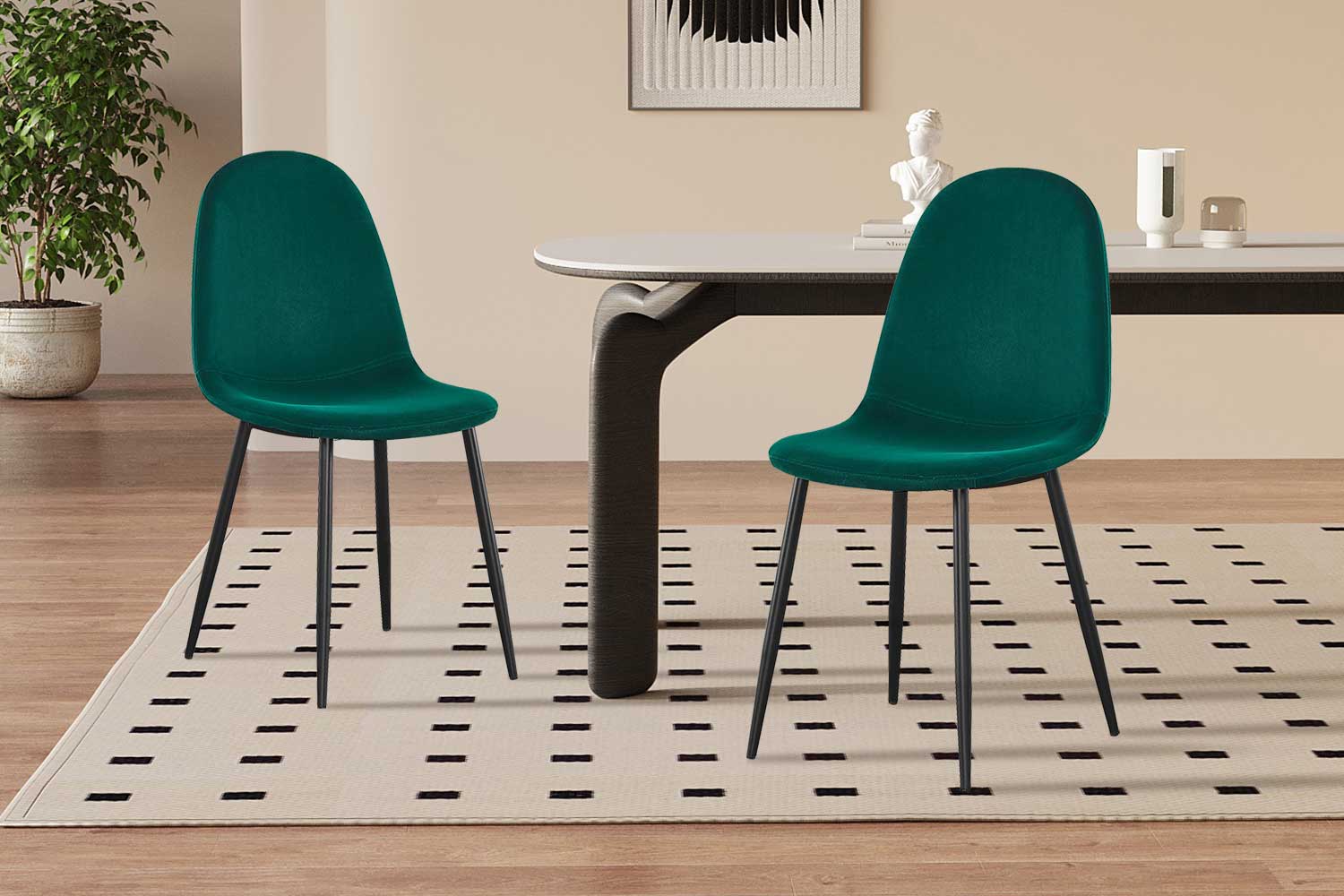 Chaise Valeska velours - vert - Image 6