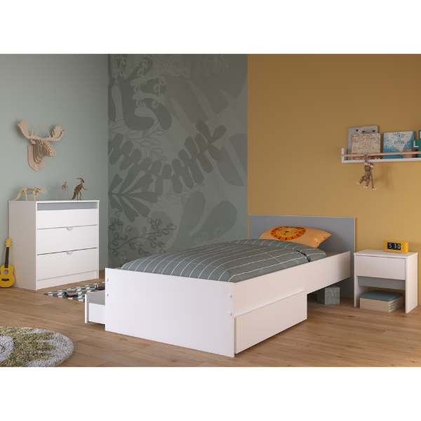 Chambre d'enfant Rue | Lit simple, chevet, table de nuit, commode