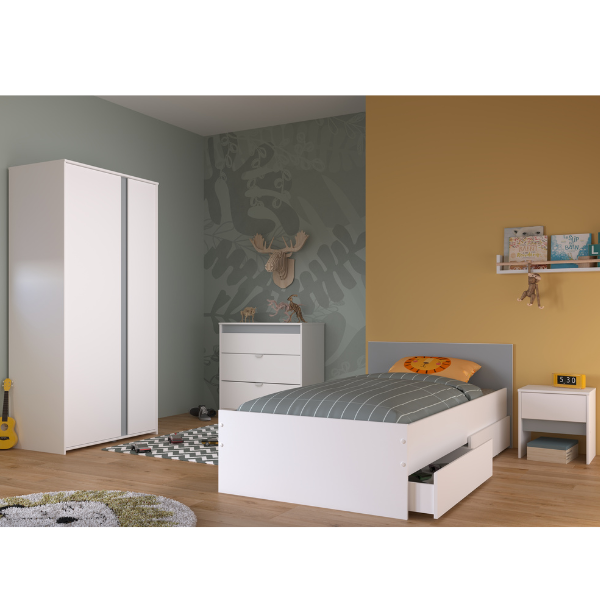 Chambre d'enfant Rue | Lit simple, Ensemble de tables de chevet, Table de chevet, Armoire, Commode