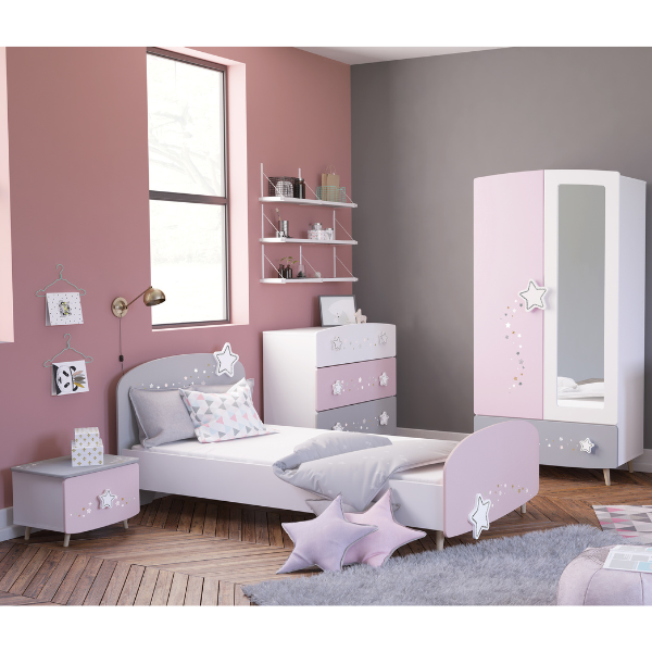 Chambre d'enfant Stellar: lit 90x190cm, chevet, commode, armoire