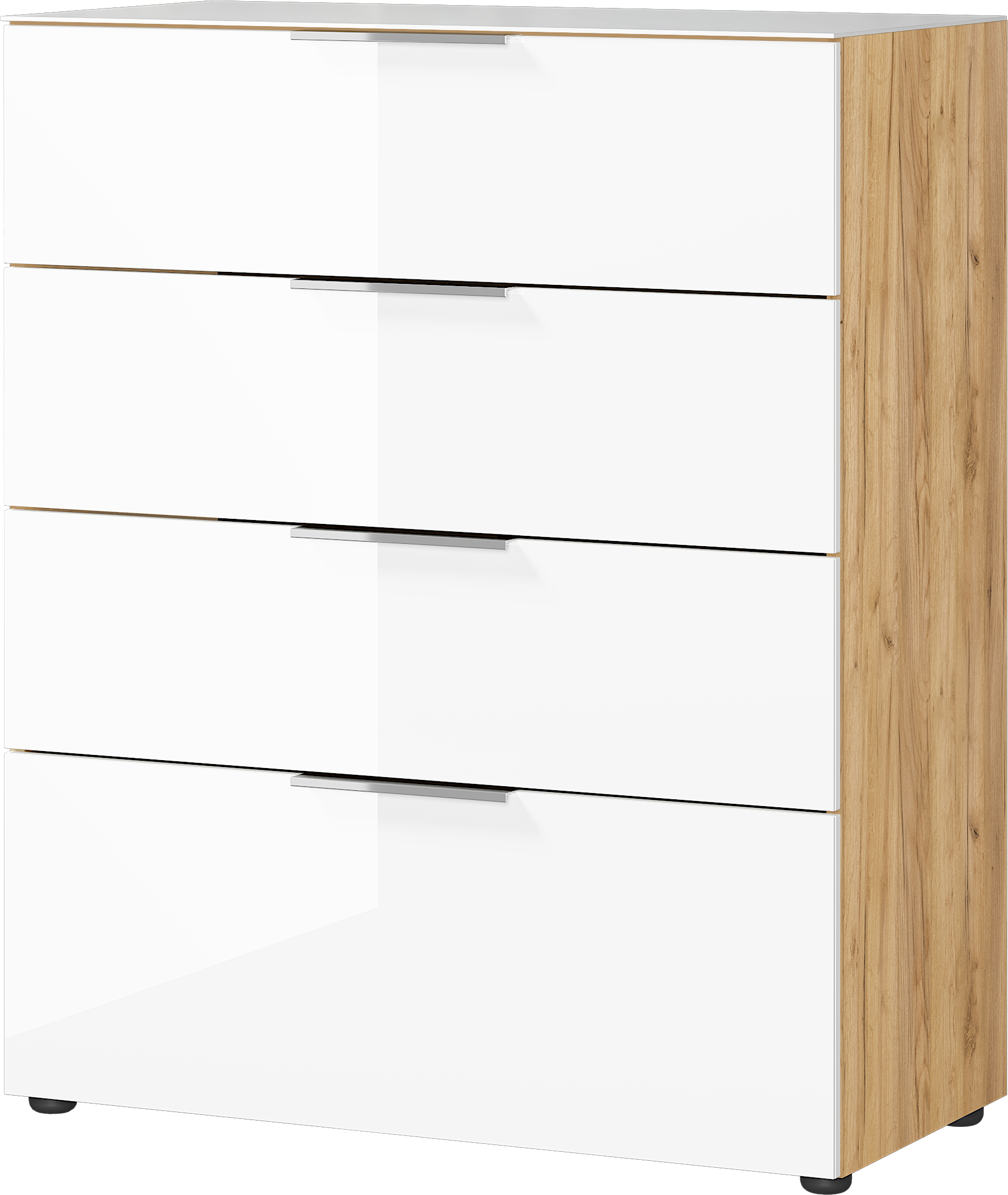 Chiffonnier Dudek 83cm avec 4 tiroirs - blanc/chêne - Image 5