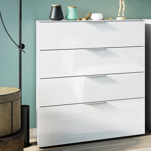 Chiffonnier Dudek 83cm avec 4 tiroirs - blanc