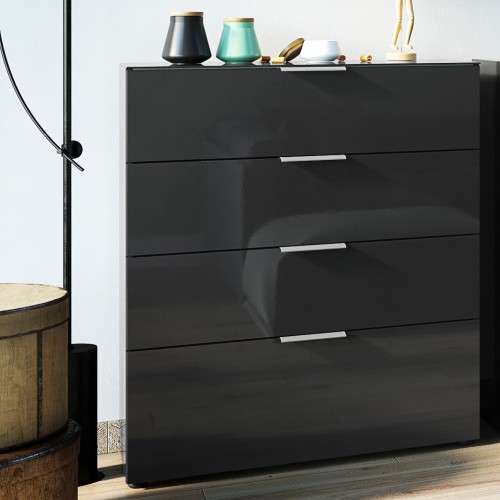 Chiffonnier Dudek 83cm avec 4 tiroirs - noir