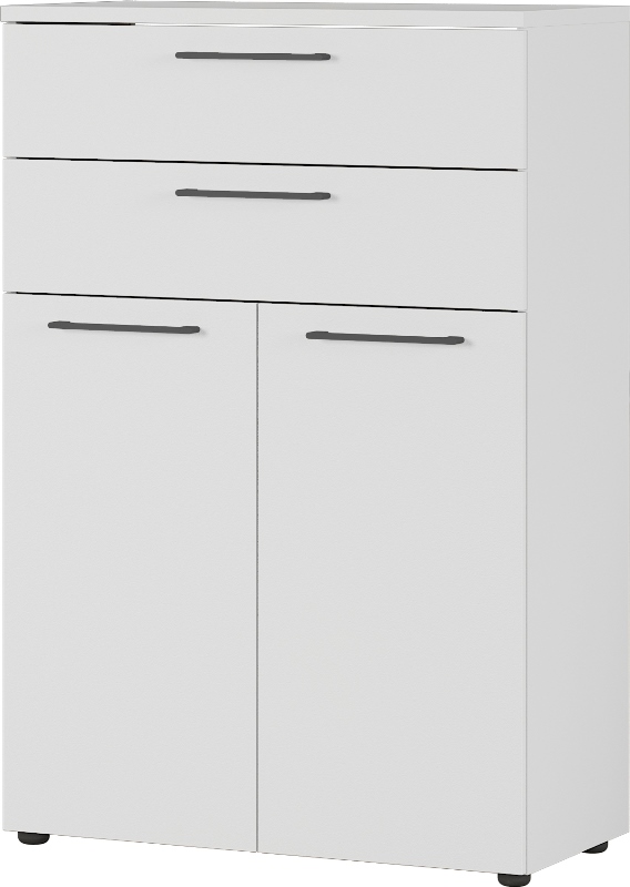 Classeur bas Osmond 80cm à 2 portes & 2 tiroirs - gris clair - Image 3