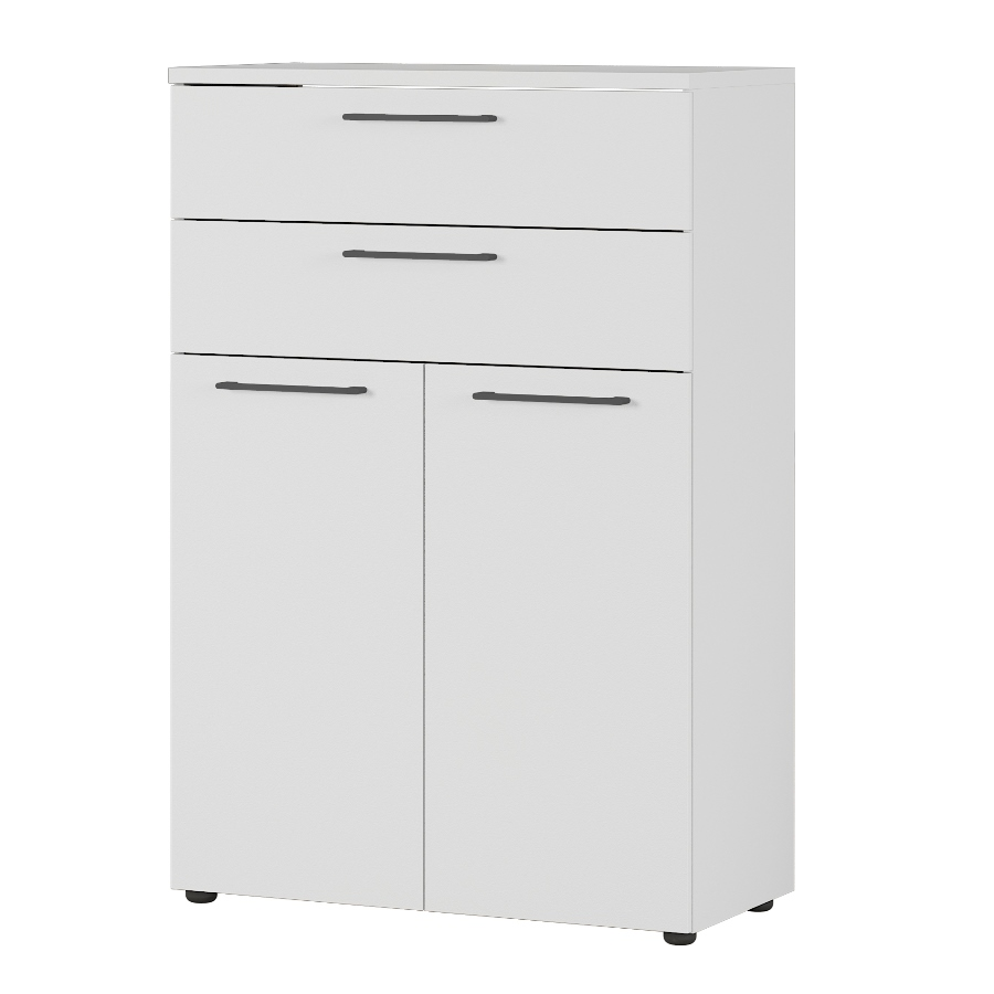 Classeur bas Osmond 80cm à 2 portes & 2 tiroirs - gris clair
