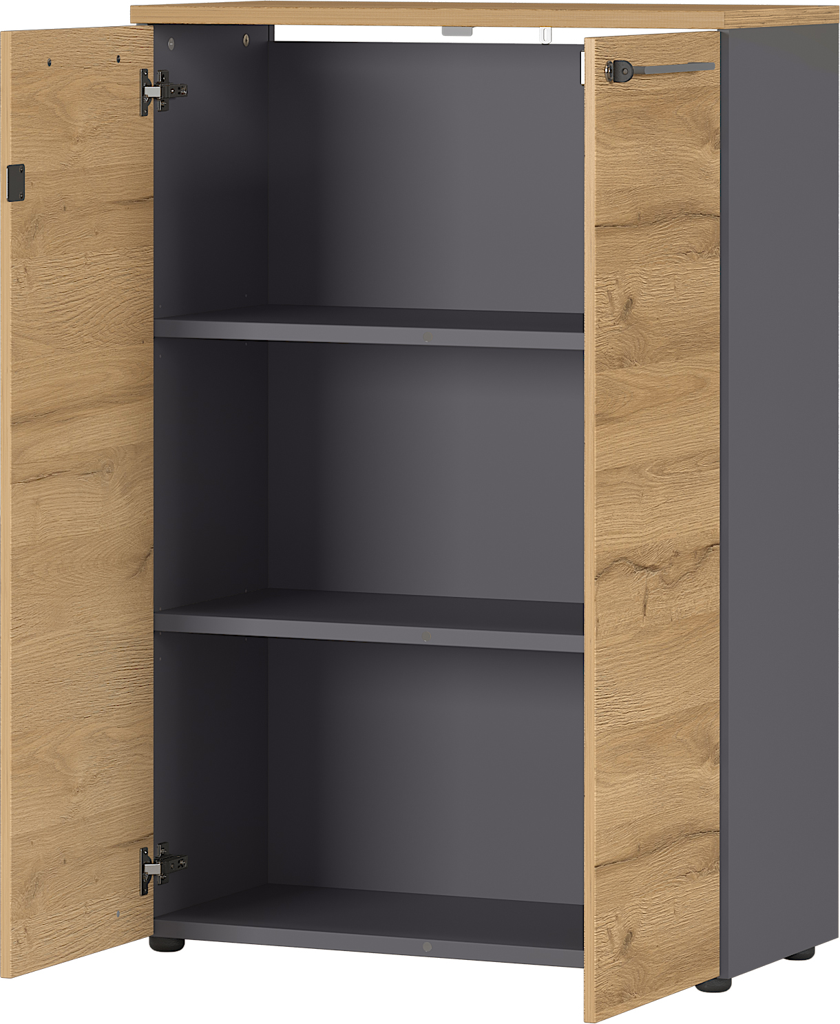 Classeur bas Osmond 80cm à 2 portes - chêne/graphite - Image 5