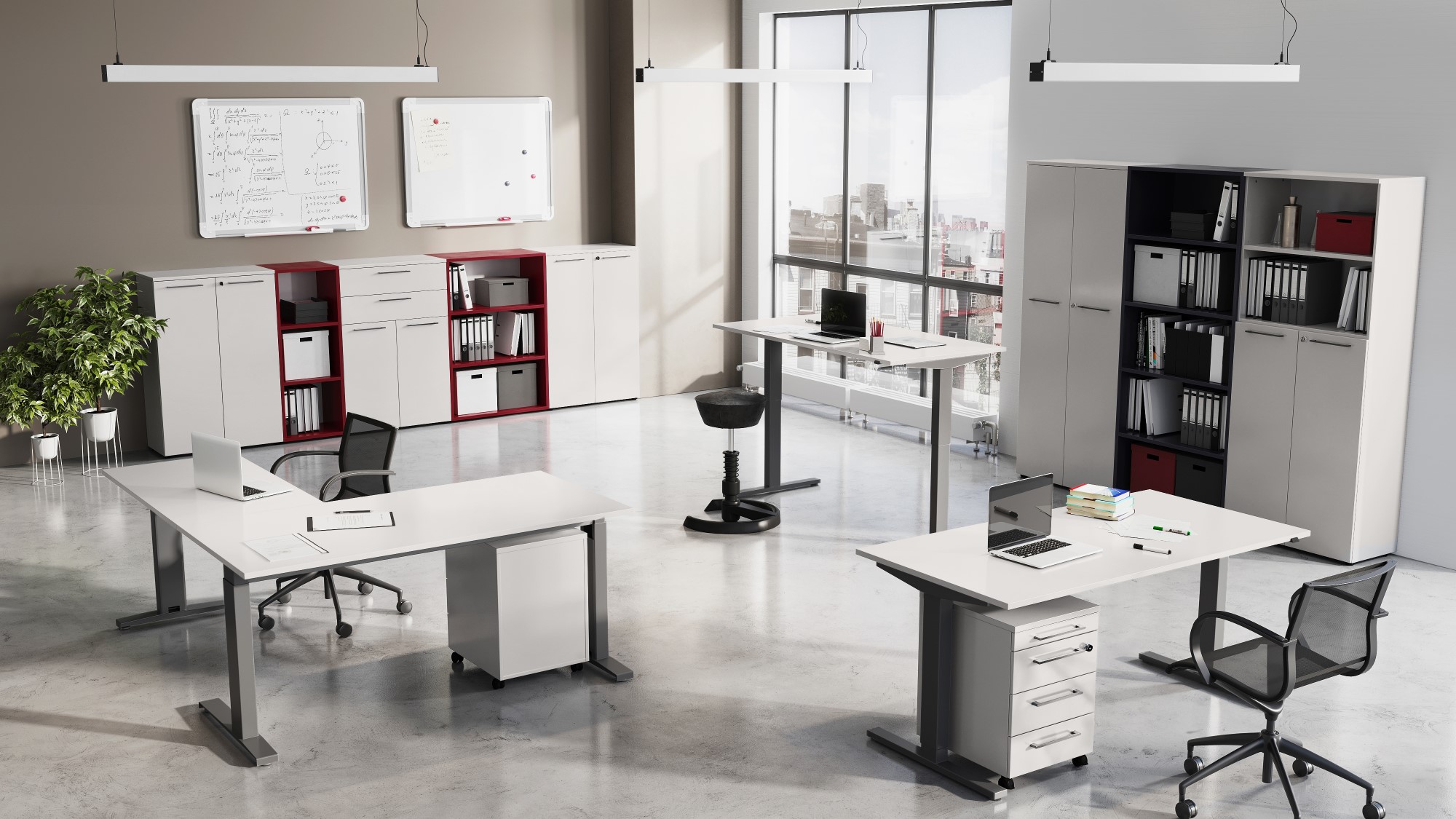 Classeur bas Osmond 80cm à 2 portes - gris clair - Image 3