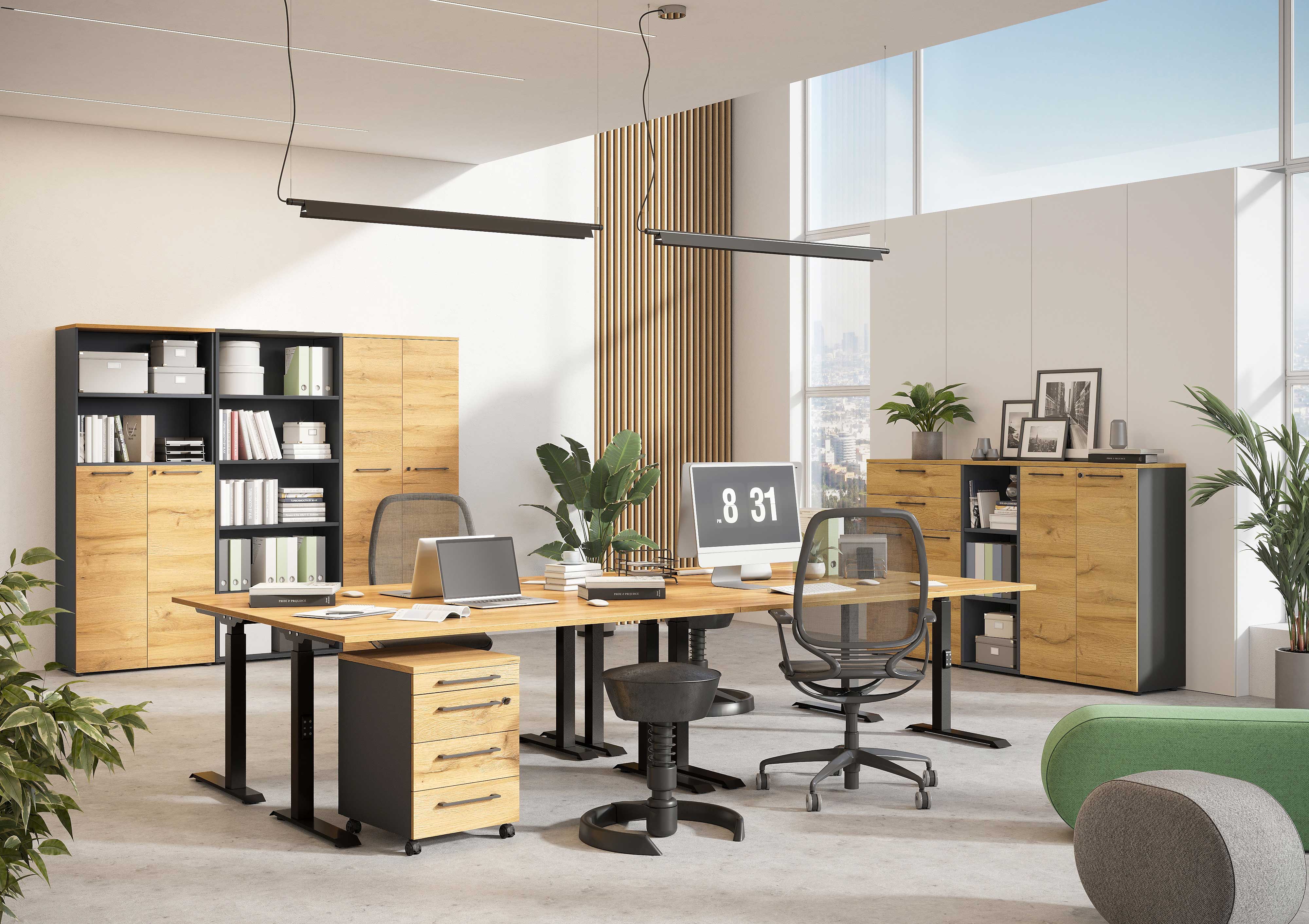 Classeur Osmond 80cm à 2 portes - chêne/graphite - Image 4