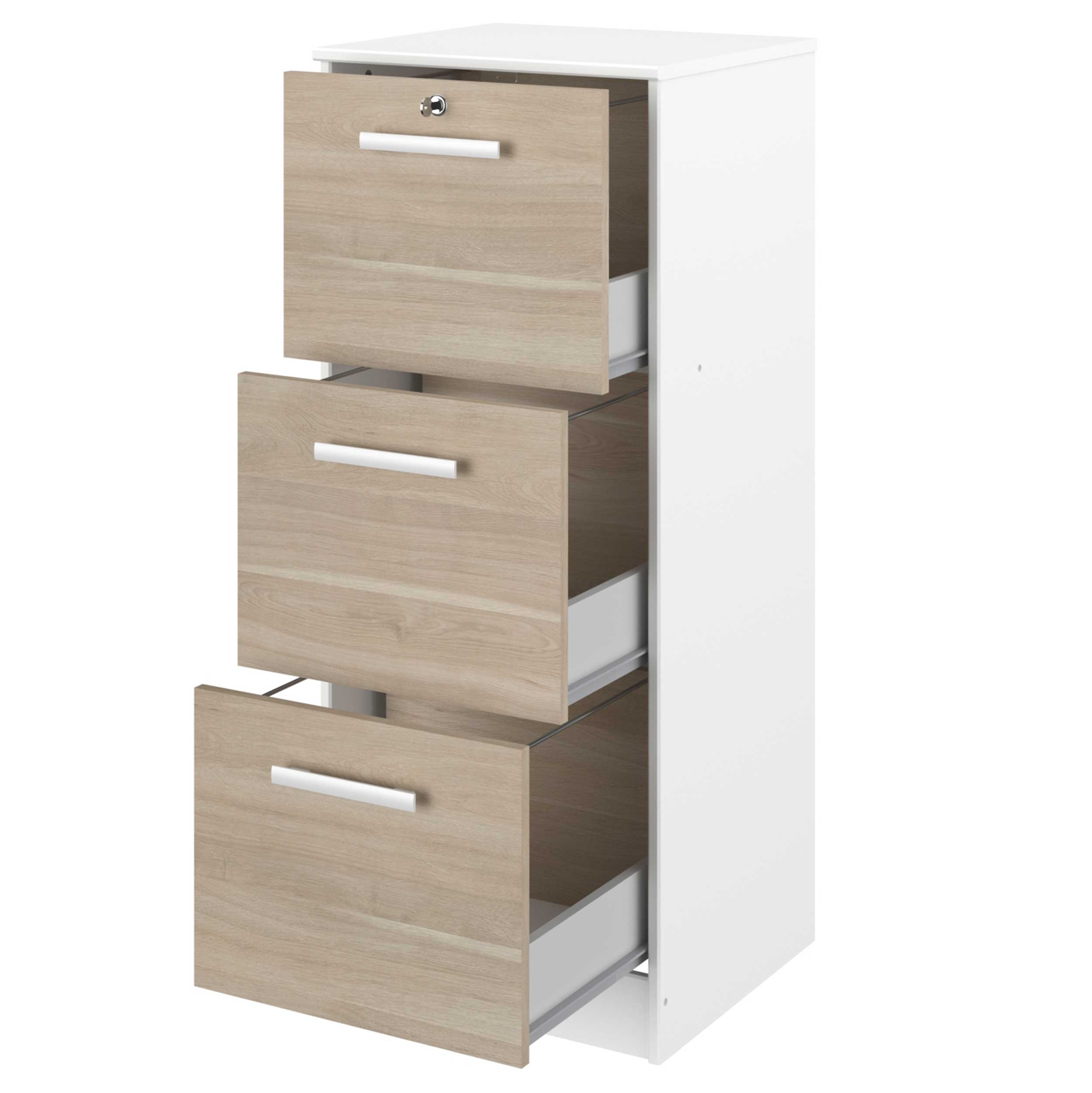 Classeur pour dossiers Sil-106cm-3 tiroirs-blanc/chêne - Image 2