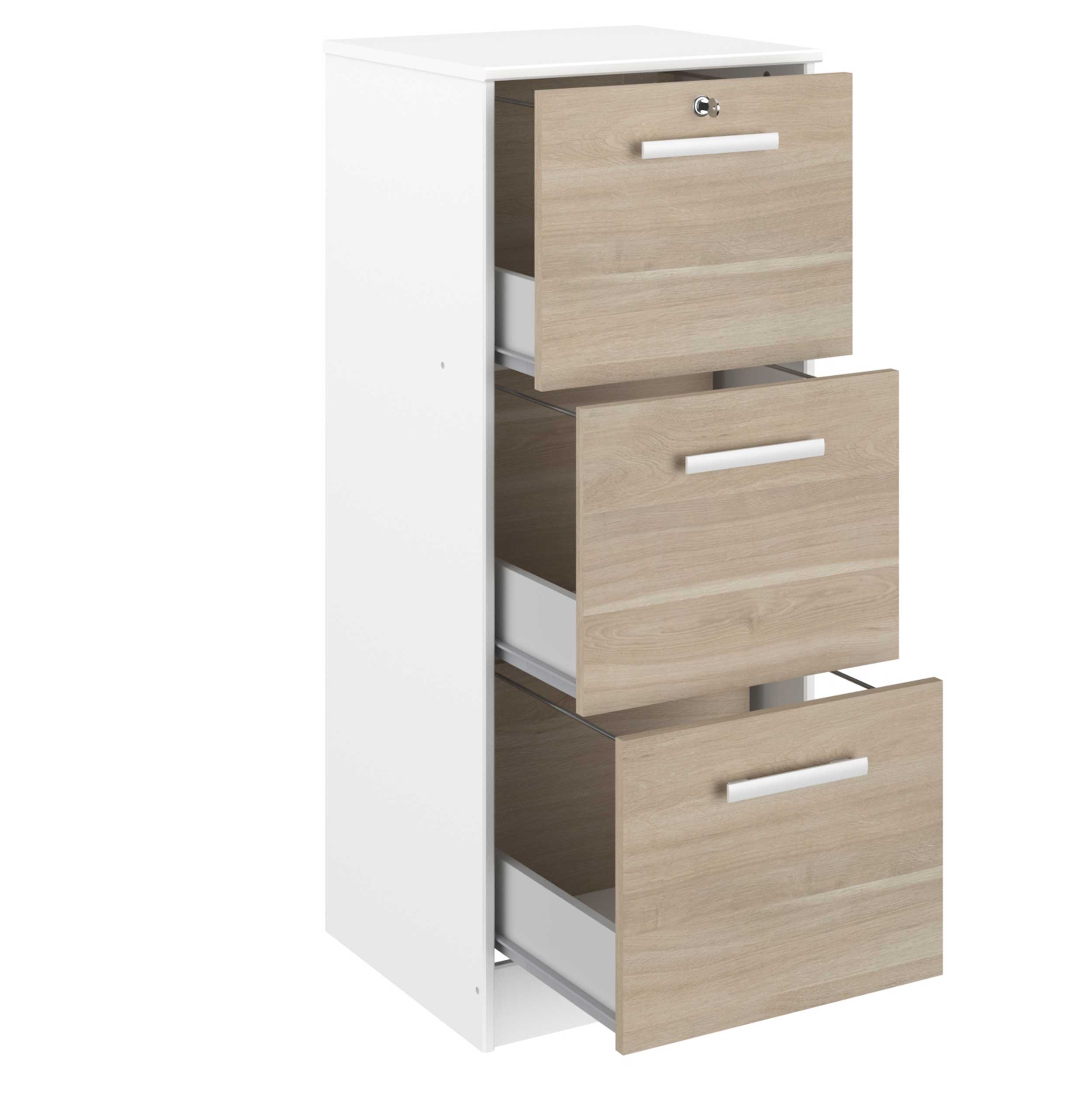 Classeur pour dossiers Sil-106cm-3 tiroirs-blanc/chêne - Image 4