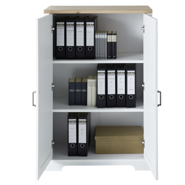 Classeur Samine 86x38x127cm 2 portes - blanc/chêne - Image 4