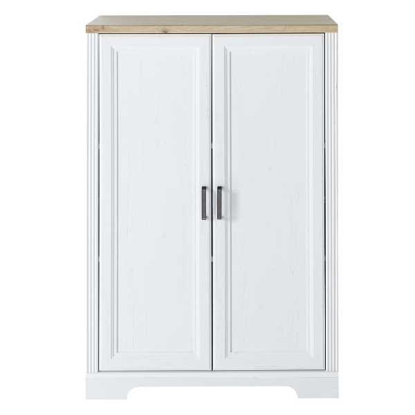 Classeur Samine 86x38x127cm 2 portes - blanc/chêne - Image 1