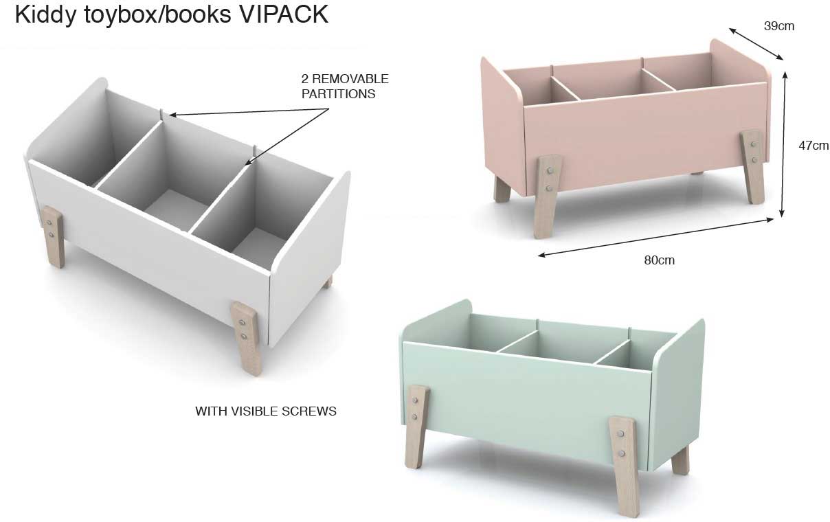 Coffre à jouets Kiddy - gris clair - Image 2