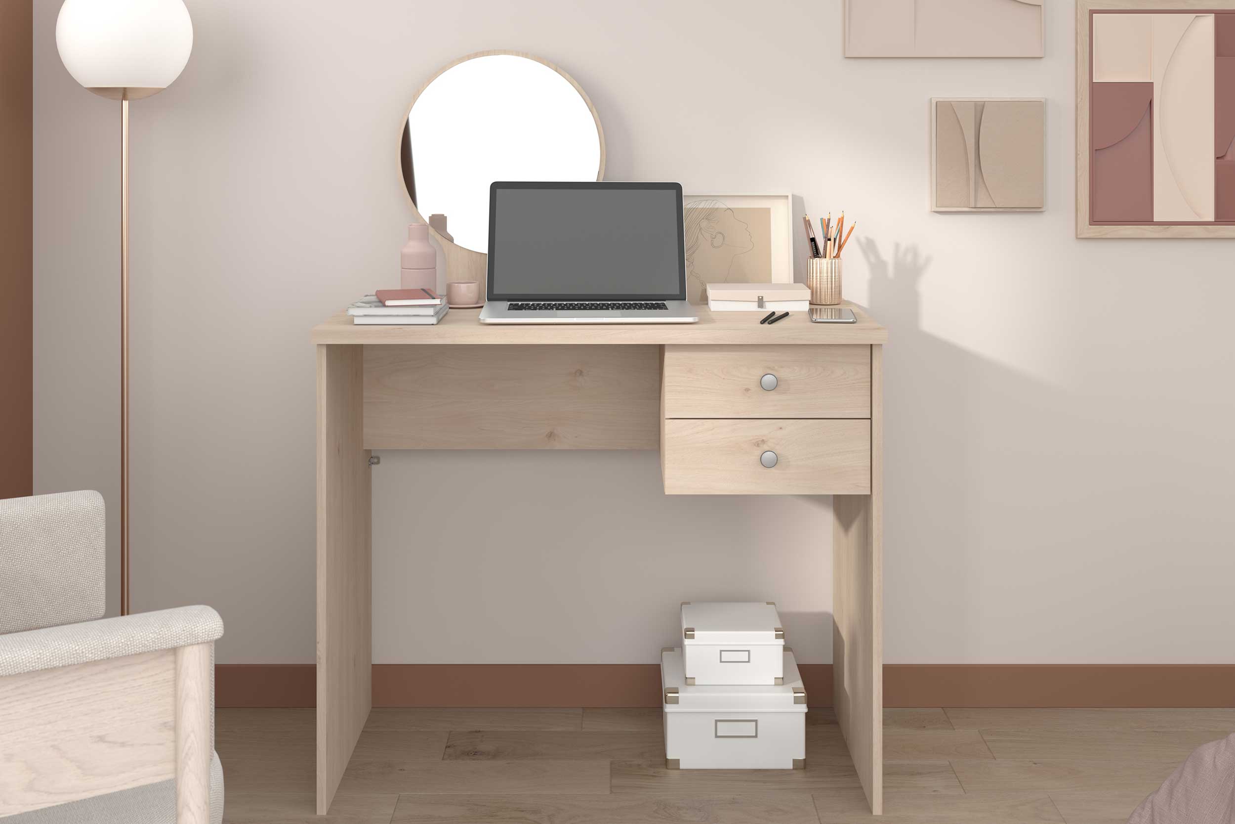 Coiffeuse Betty avec miroir - chêne - Image 9