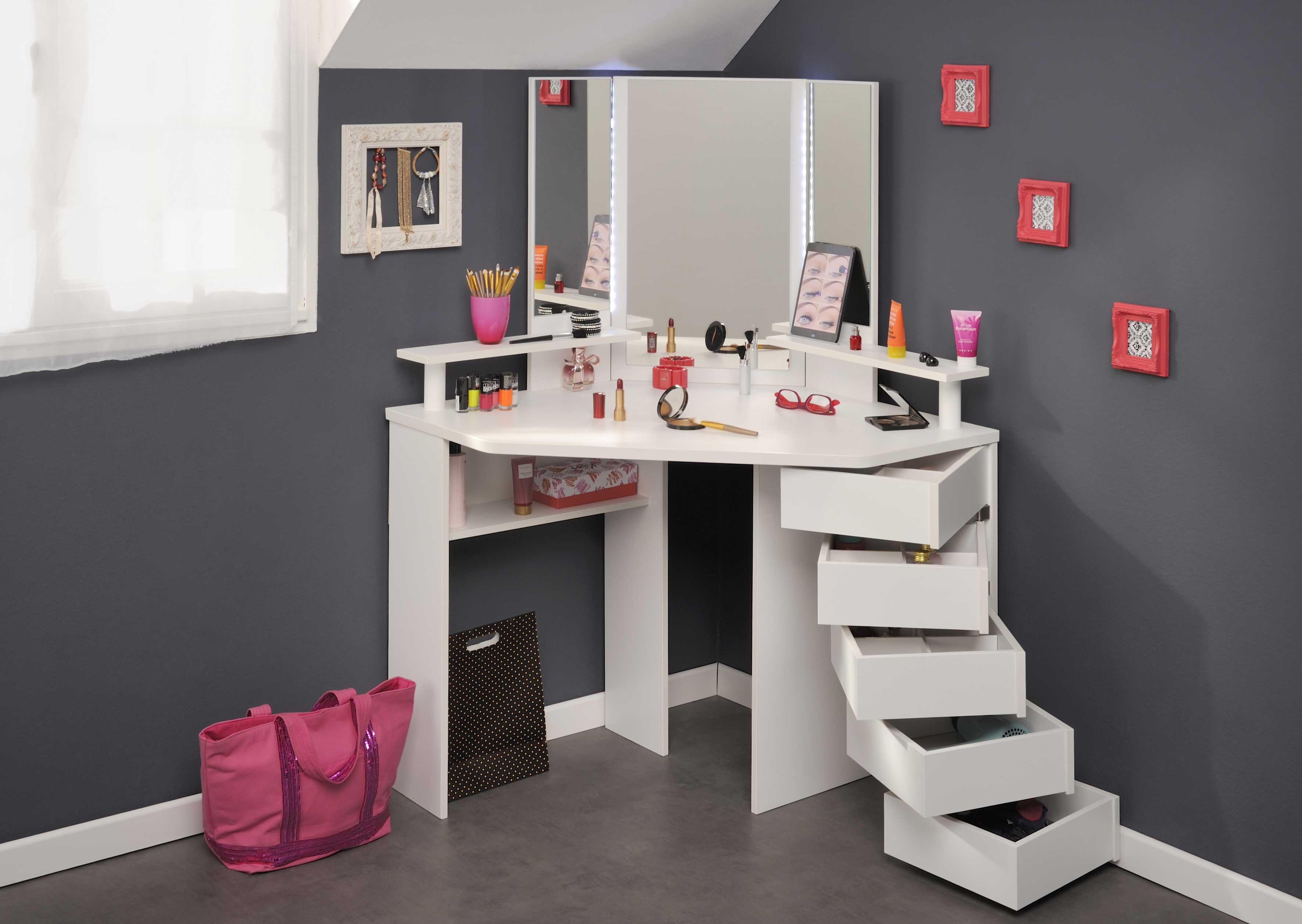 Coiffeuse d'angle Solange - blanc - Image 7