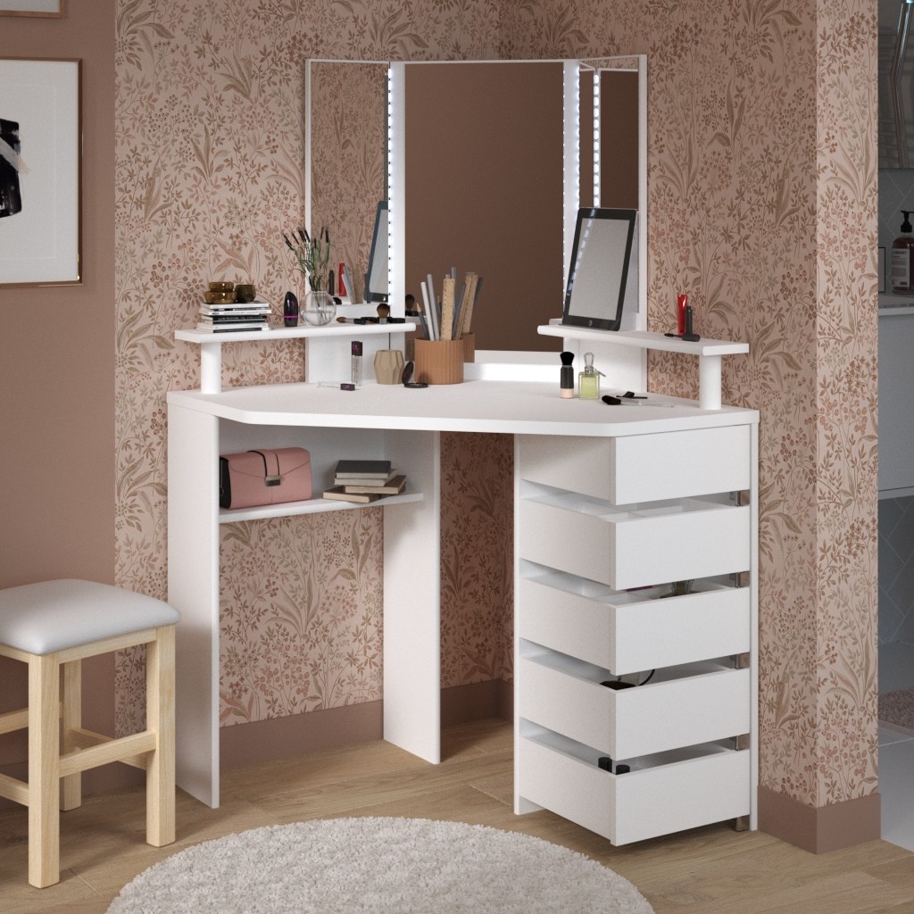 Coiffeuse d'angle Solange - blanc