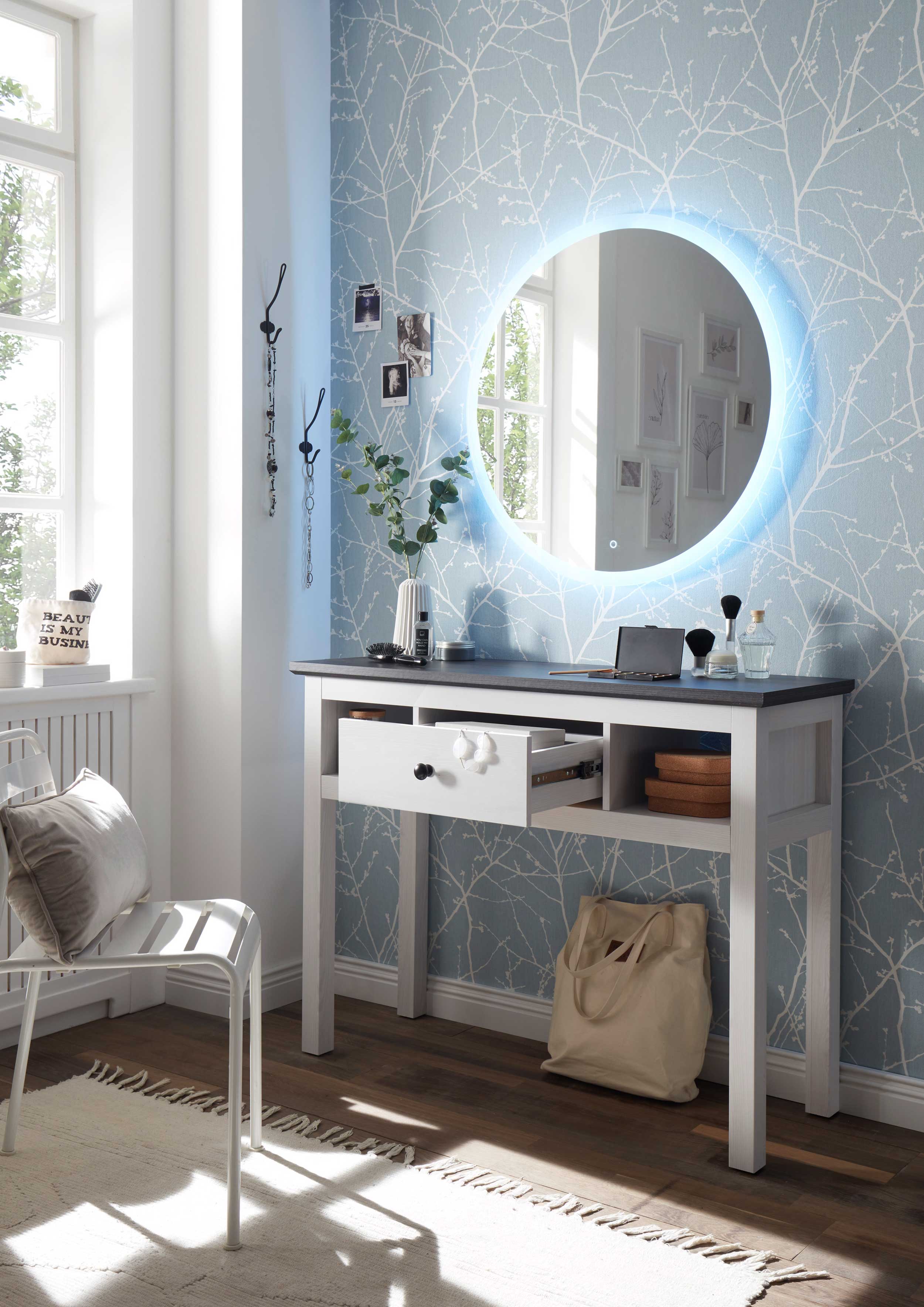 Coiffeuse Enid 114cm 1 tiroir - blanc - Image 4